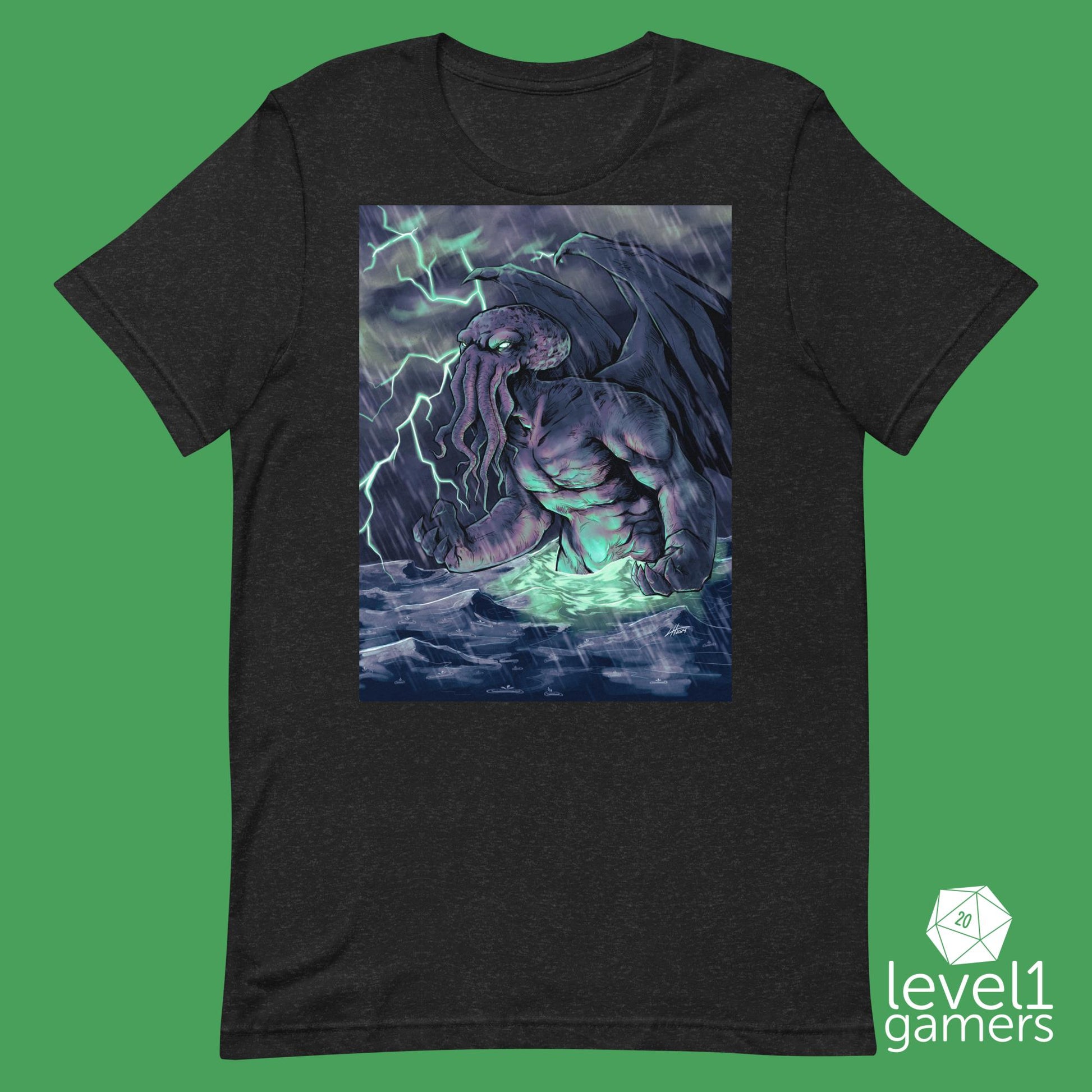 Cthulhu T-Shirt | Horror Themed Shirt For Fans Of Dungeons & Dragons | Elder God Apparel Gift Ideas | Small Business And Hand-Drawn Level 1 Gamers XS
