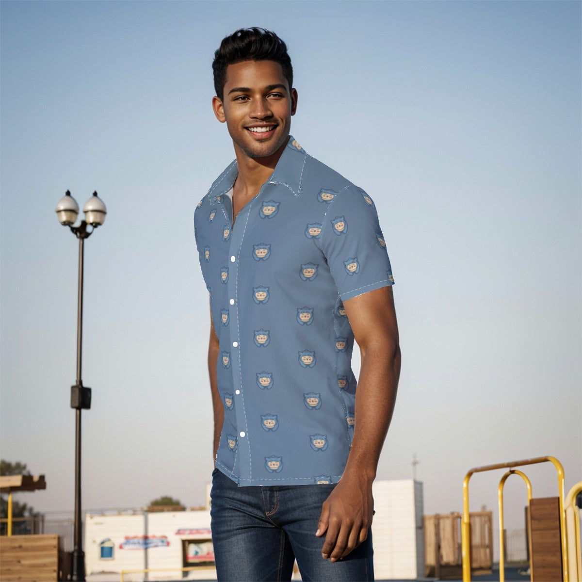 Chibi Owlbear Pattern Button Up Shirt Yoycol