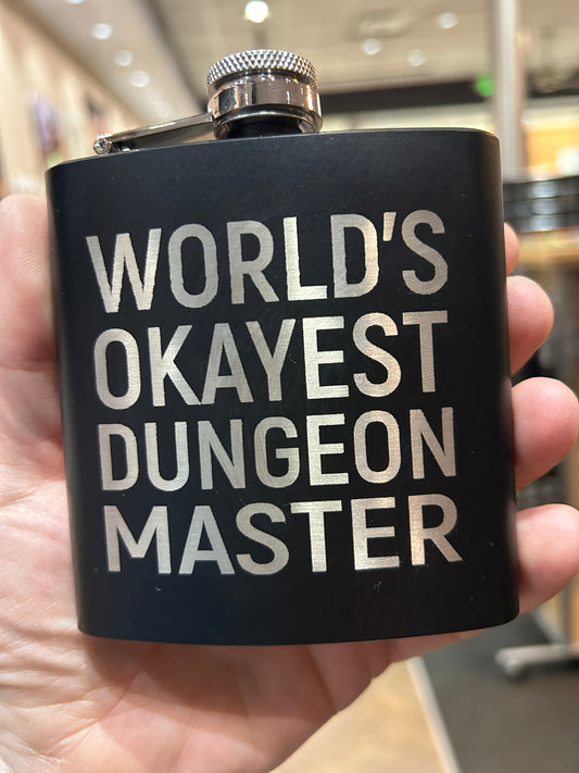 World's Okayest Dungeon Master Stainless Steel Flask Flasks Level 1 Gamers
