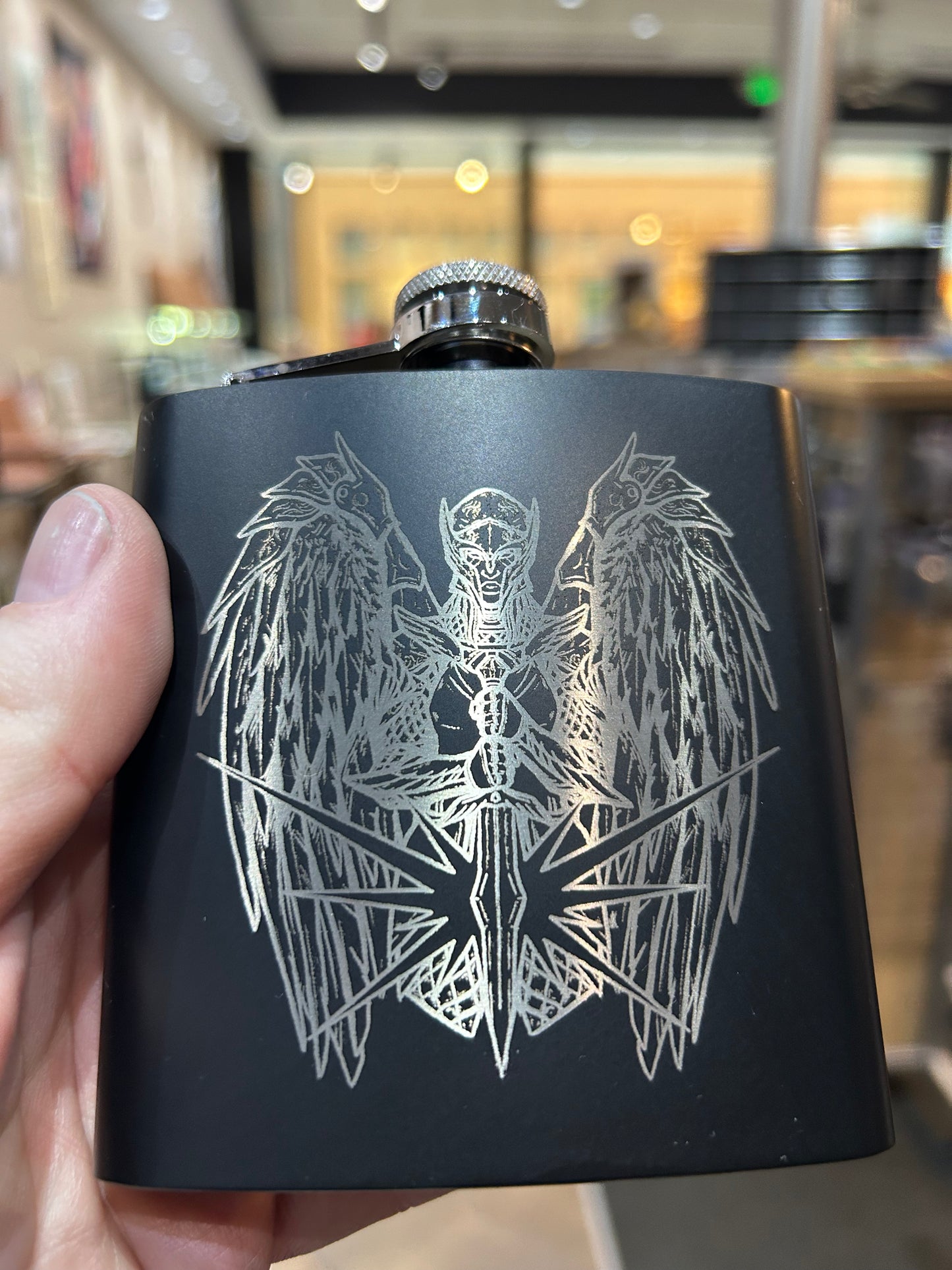 Angel Of Justice Stainless Steel Flask Flasks Level 1 Gamers