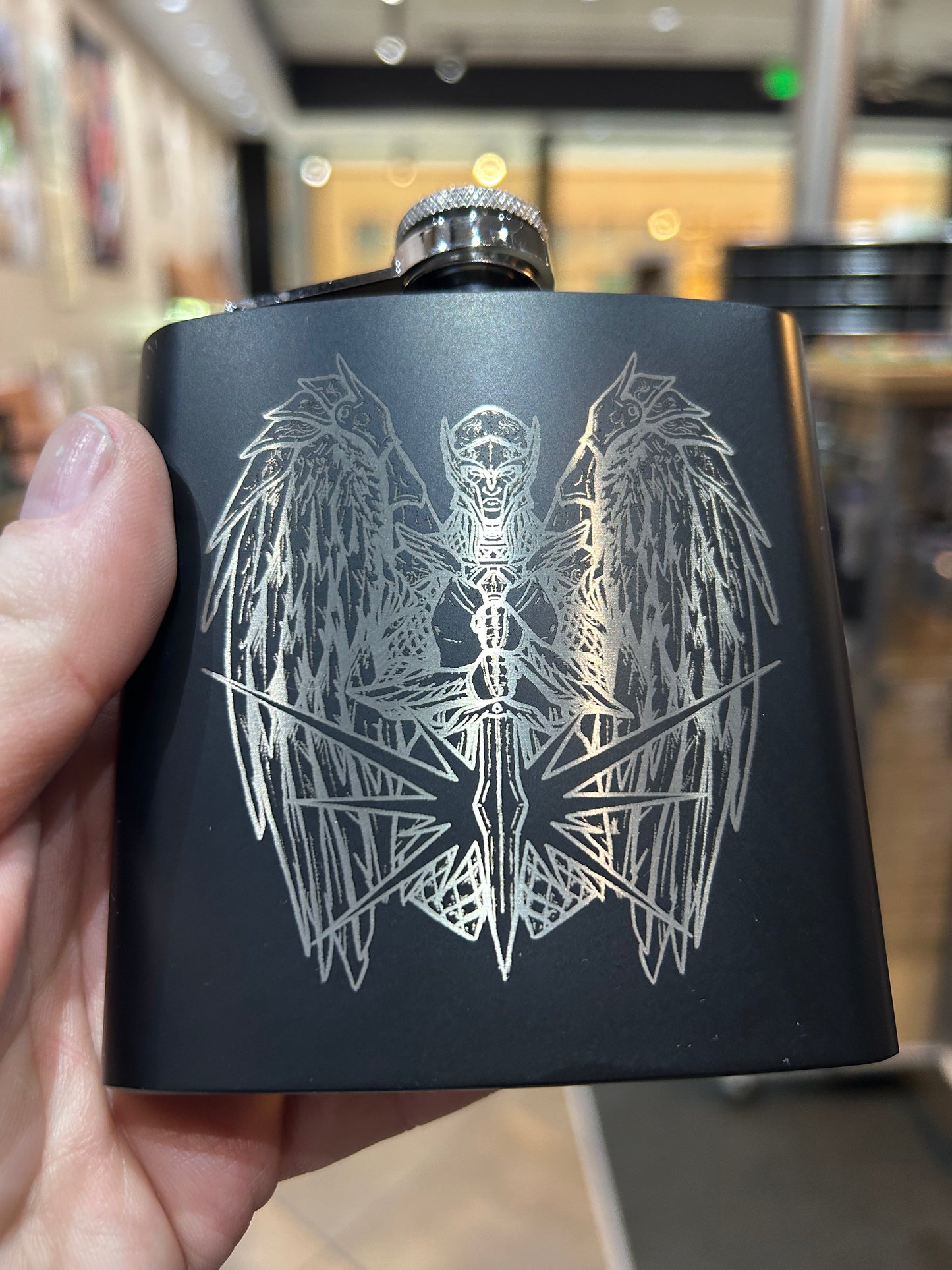 Angel Of Justice Stainless Steel Flask Flasks Level 1 Gamers