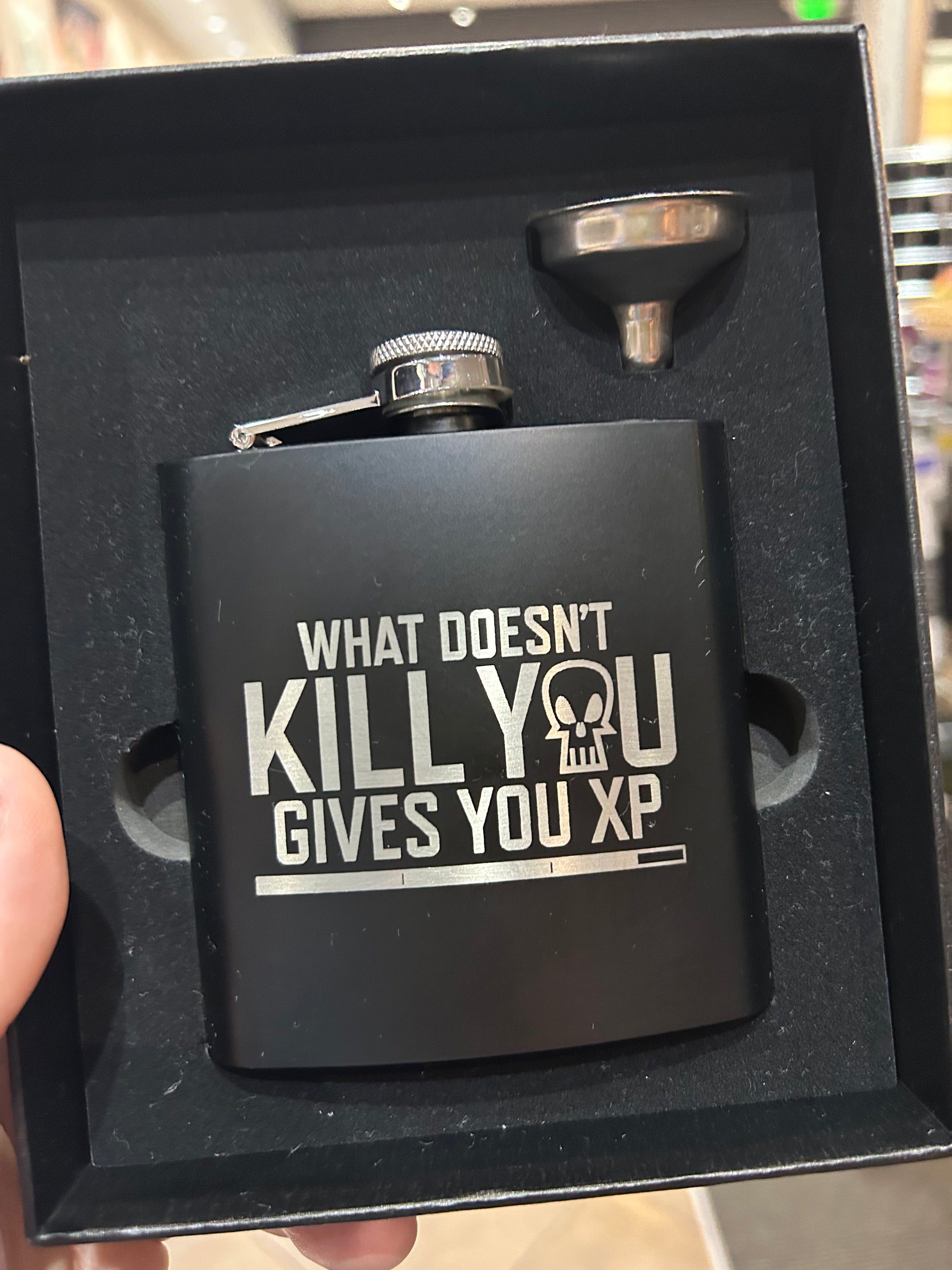 What Doesn't Kill You Gives You XP Stainless Steel Flask Flasks Level 1 Gamers