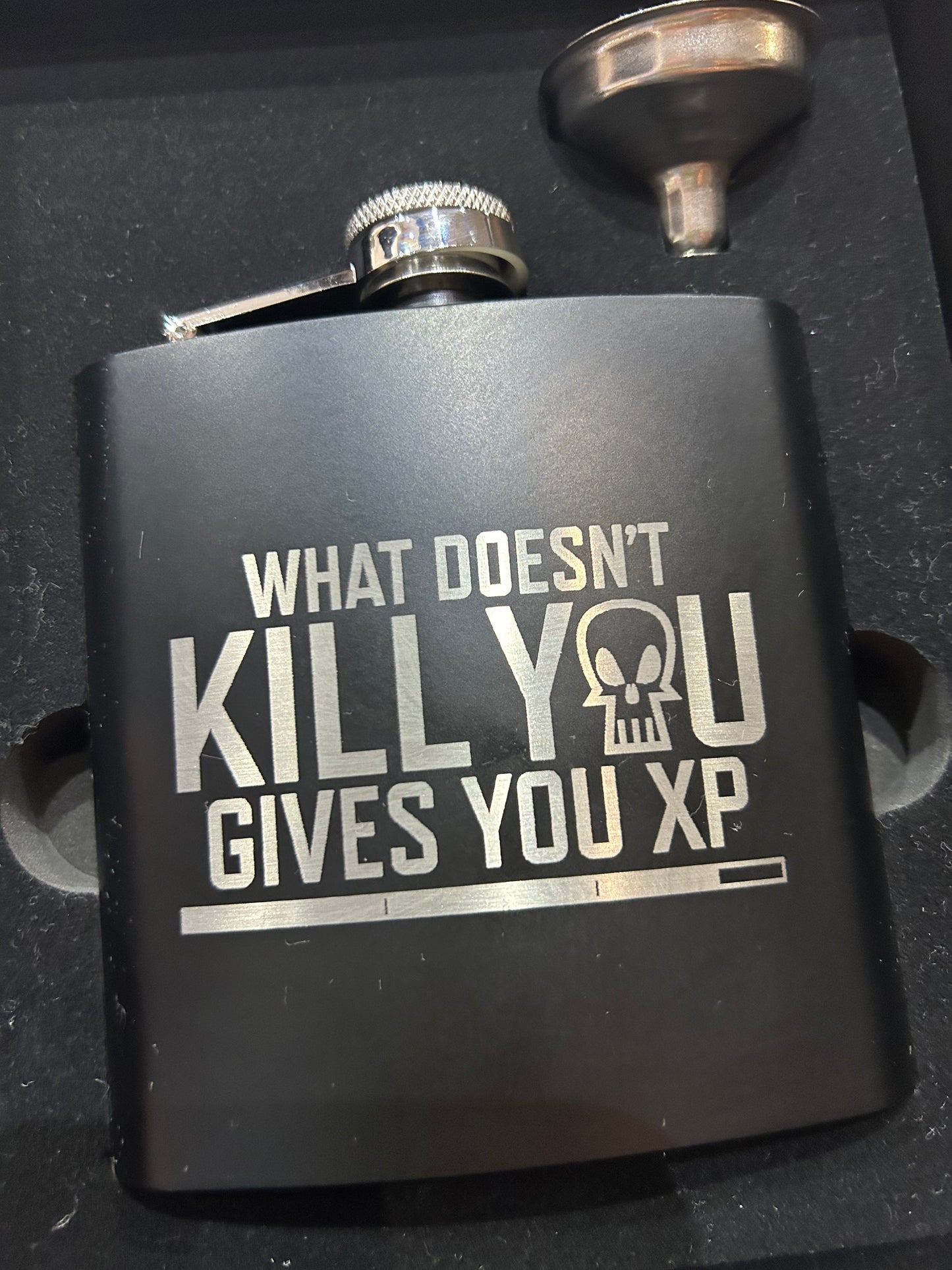 What Doesn't Kill You Gives You XP Stainless Steel Flask Flasks Level 1 Gamers