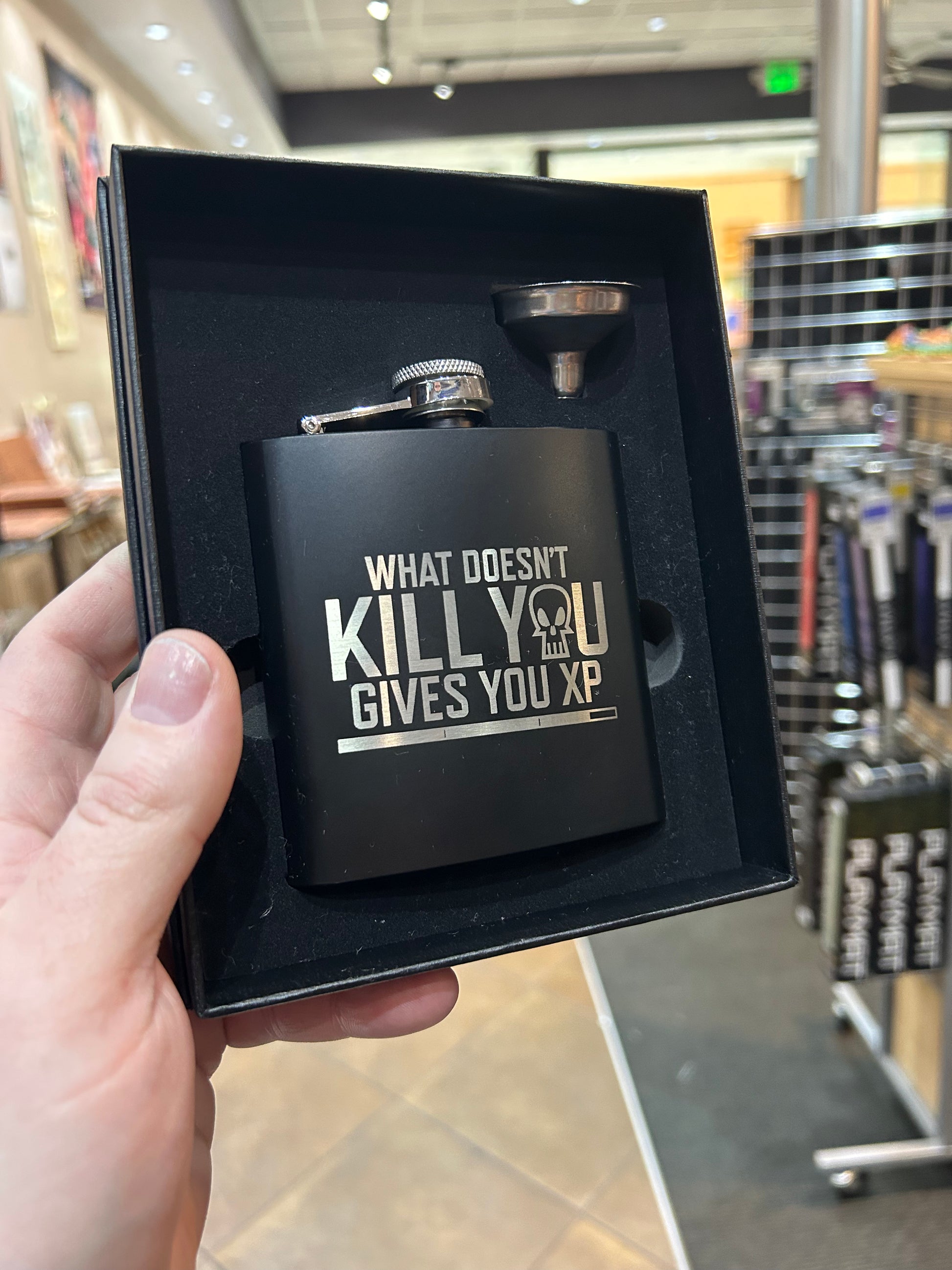 What Doesn't Kill You Gives You XP Stainless Steel Flask Flasks Level 1 Gamers   