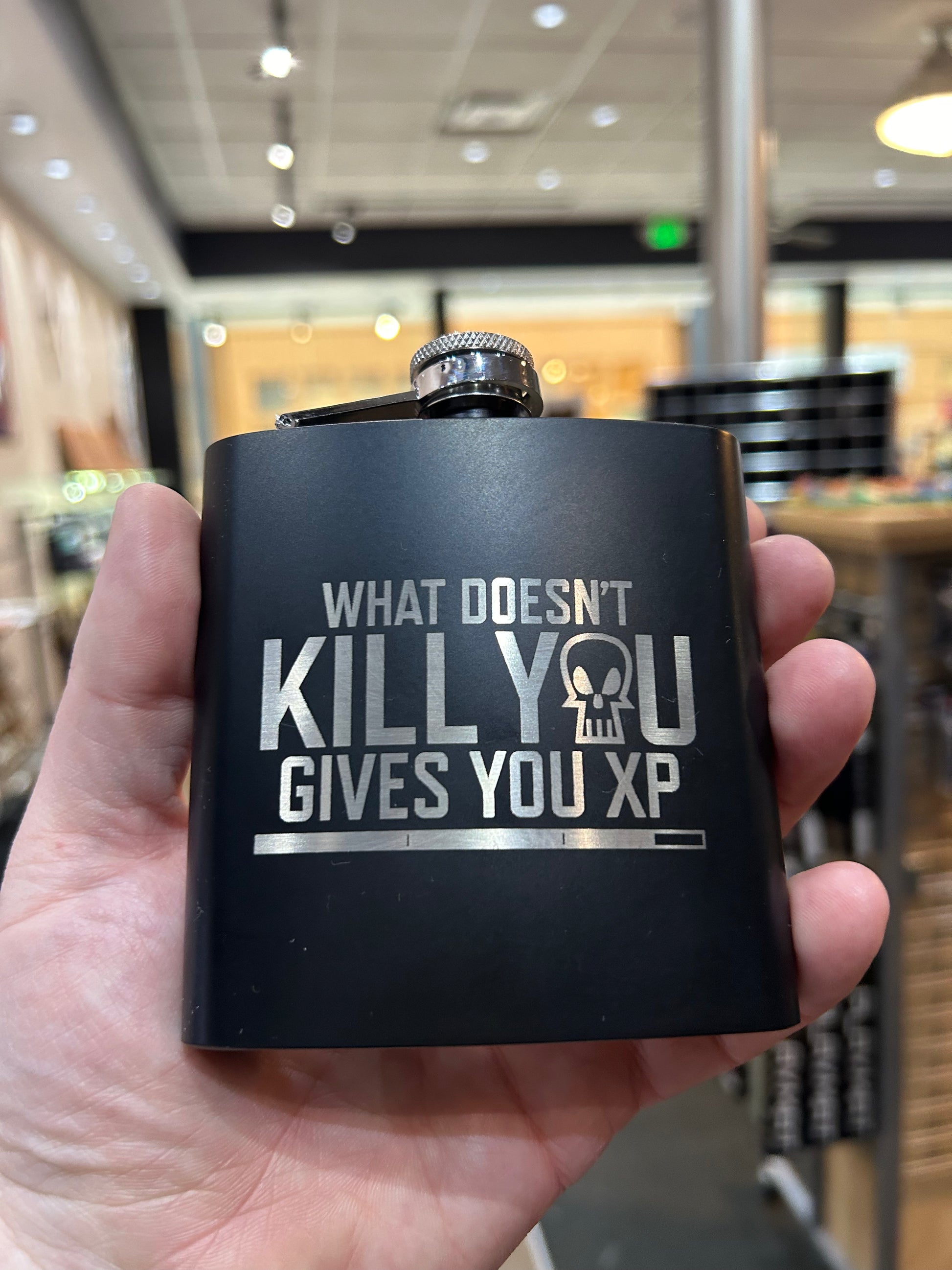 What Doesn't Kill You Gives You XP Stainless Steel Flask Flasks Level 1 Gamers