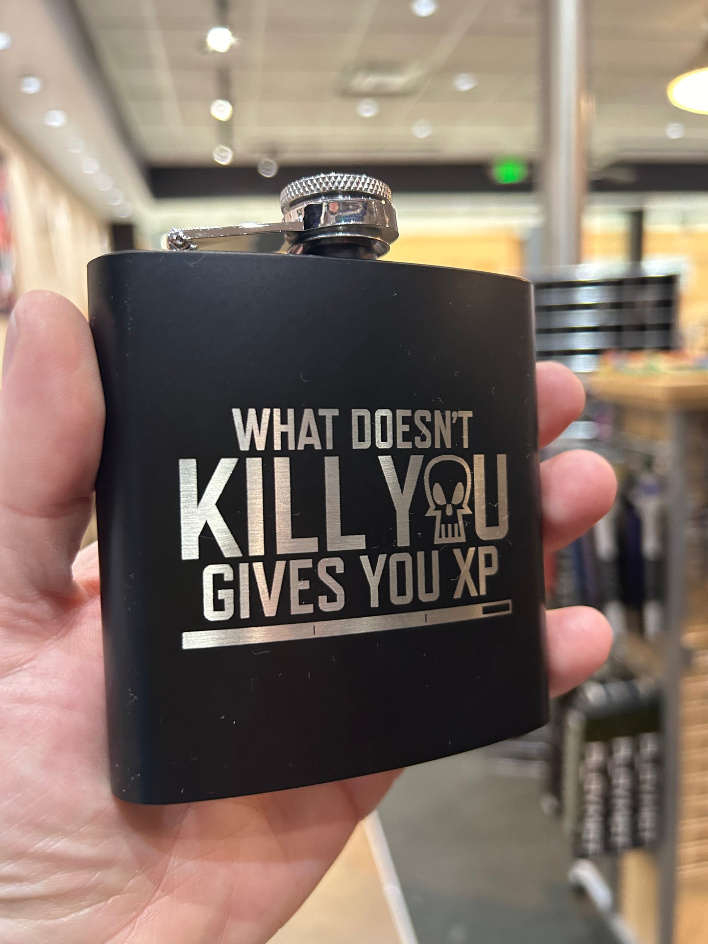 What Doesn't Kill You Gives You XP Stainless Steel Flask Flasks Level 1 Gamers   
