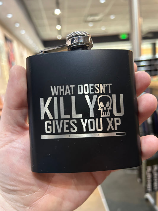 What Doesn't Kill You Gives You XP Stainless Steel Flask Flasks Level 1 Gamers