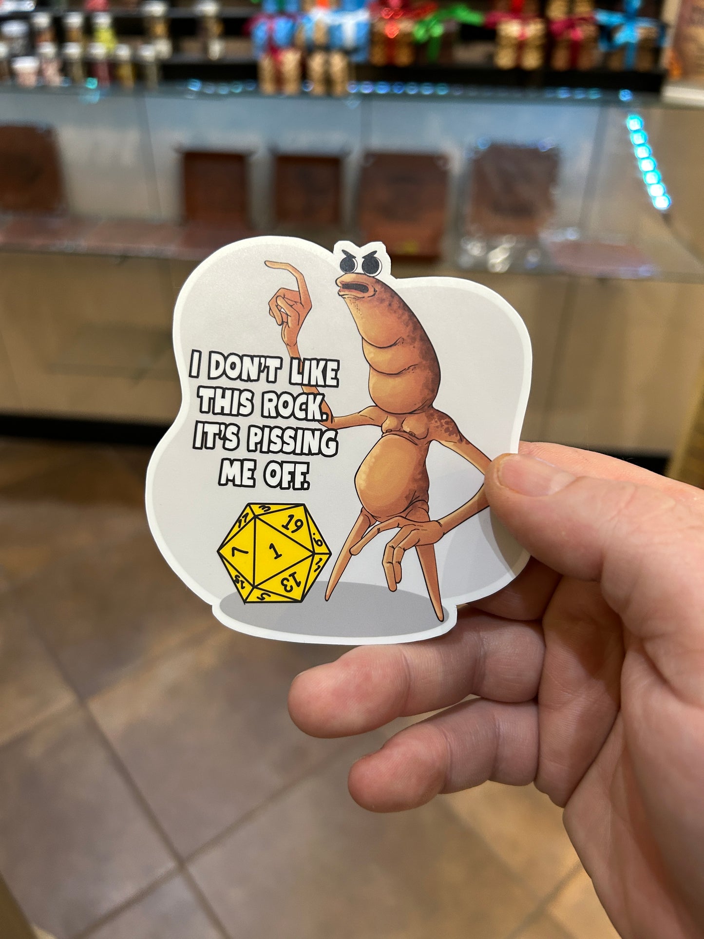 Marcus The Worm - I Don't Like This Rock Sticker - Hilarious Decal For Collectors Level 1 Gamers