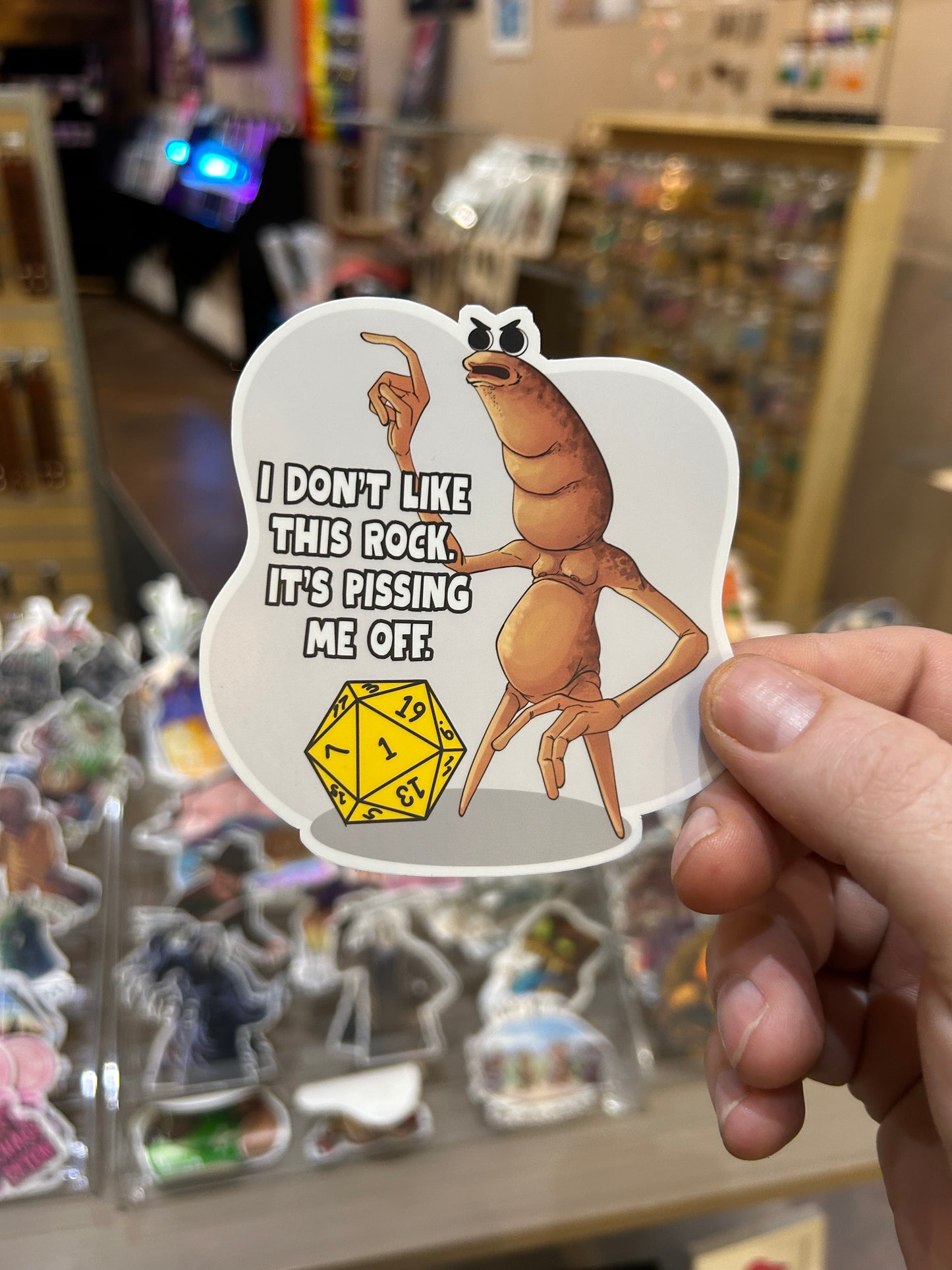 Marcus The Worm - I Don't Like This Rock Sticker - Hilarious Decal For Collectors Level 1 Gamers