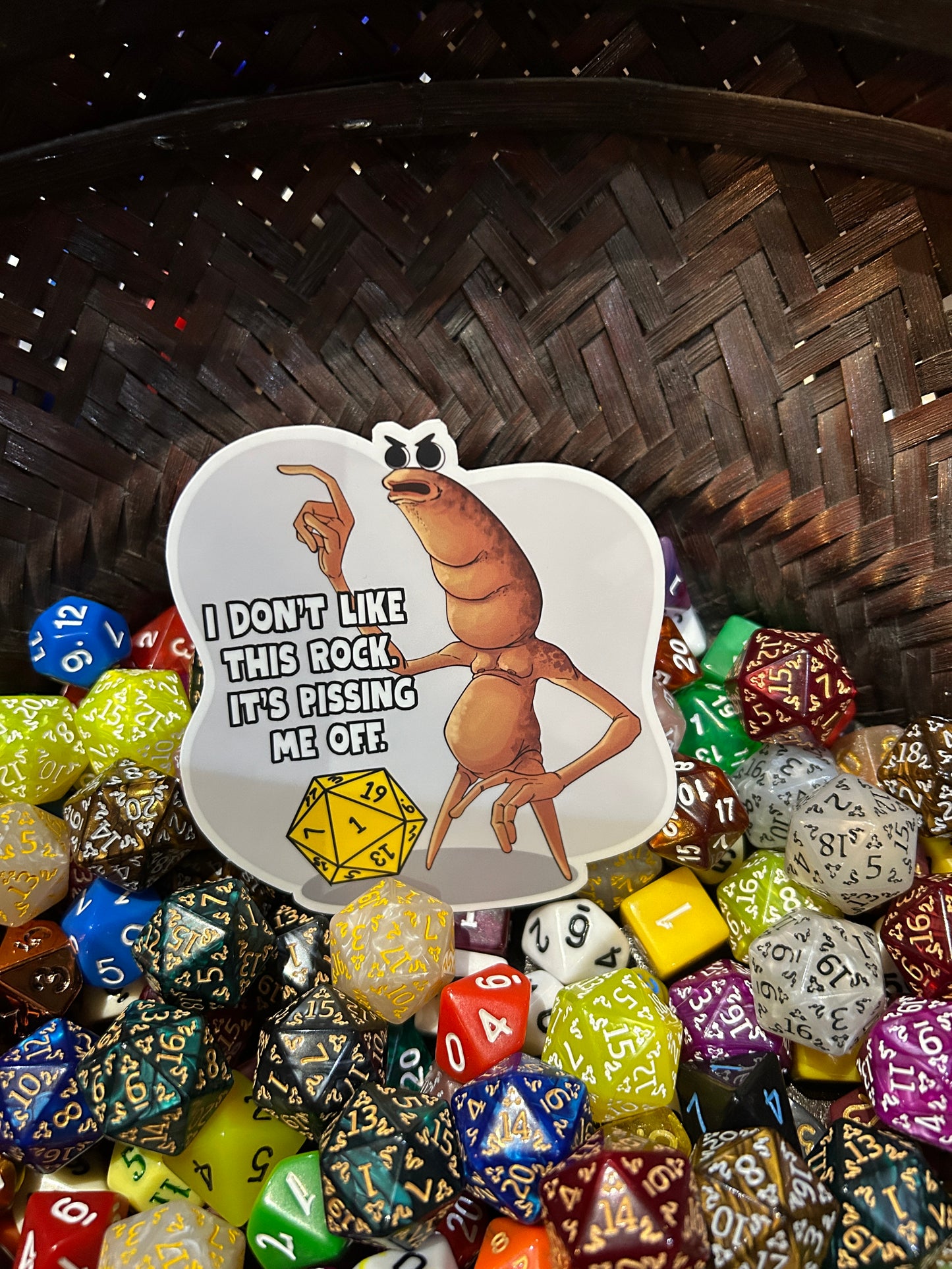 Marcus The Worm - I Don't Like This Rock Sticker - Hilarious Decal For Collectors Level 1 Gamers