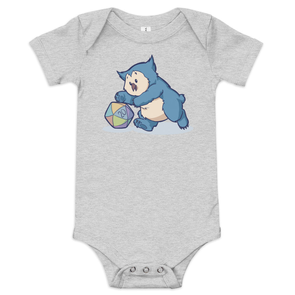 Little Owlbear Baby short sleeve one piece Level 1 Gamers Athletic Heather 3-6m