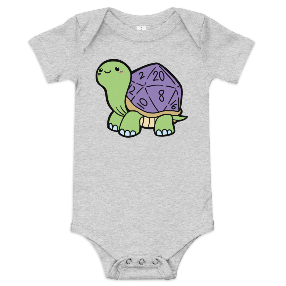 D20 Turtle Baby short sleeve one piece Level 1 Gamers Athletic Heather 3-6m