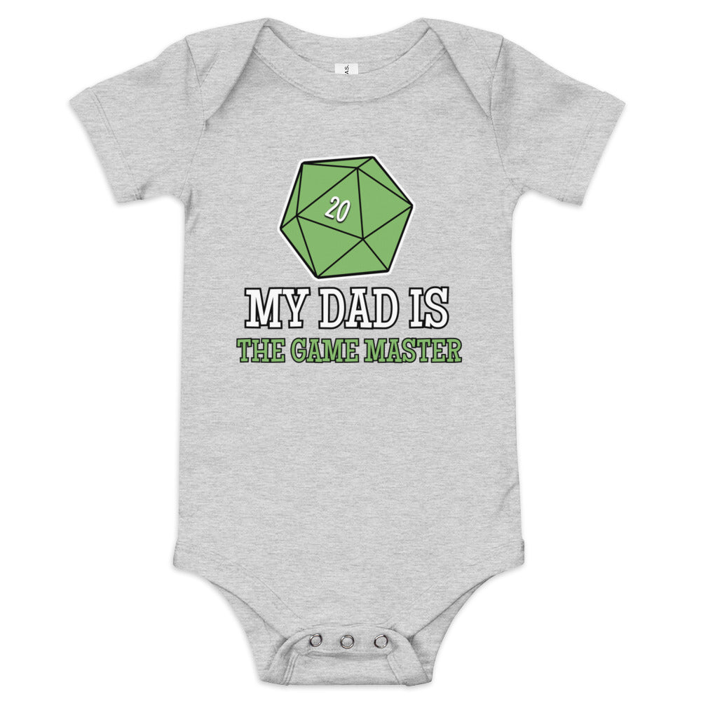 My Dad is the Game Master Baby short sleeve one piece Level 1 Gamers Athletic Heather 3-6m