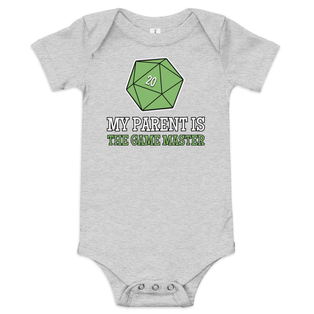 My Parent is the Game Master Baby short sleeve one piece Level 1 Gamers Athletic Heather 3-6m