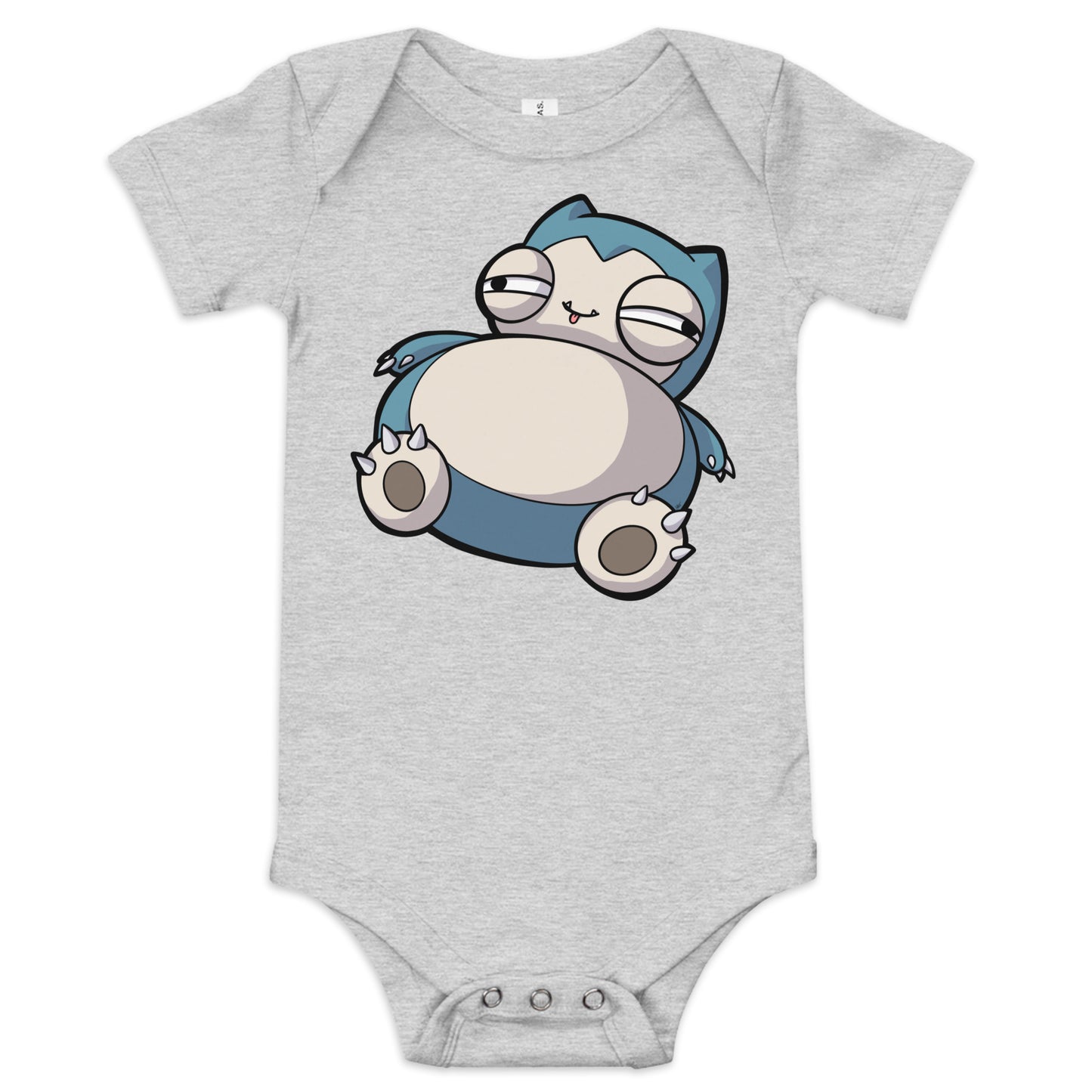 Snorlax Pokederp Baby Short Sleeve One Piece Level 1 Gamers Athletic Heather 3-6m