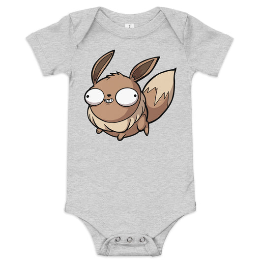 Eebee Pokederp Baby Short Sleeve One Piece  Level 1 Gamers Athletic Heather 3-6m