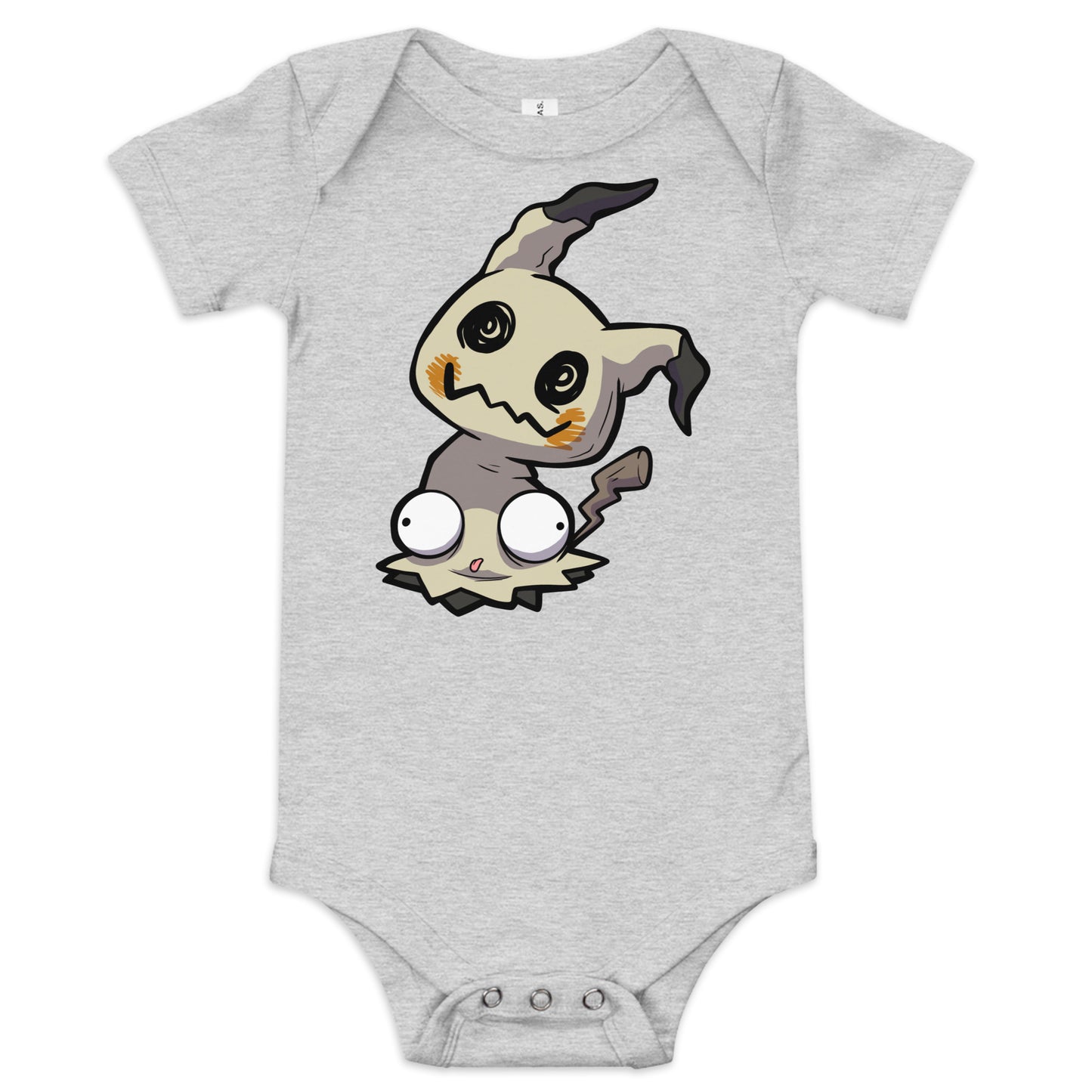 Mimikyu Pokederp Baby Short Sleeve One Piece Level 1 Gamers Athletic Heather 3-6m