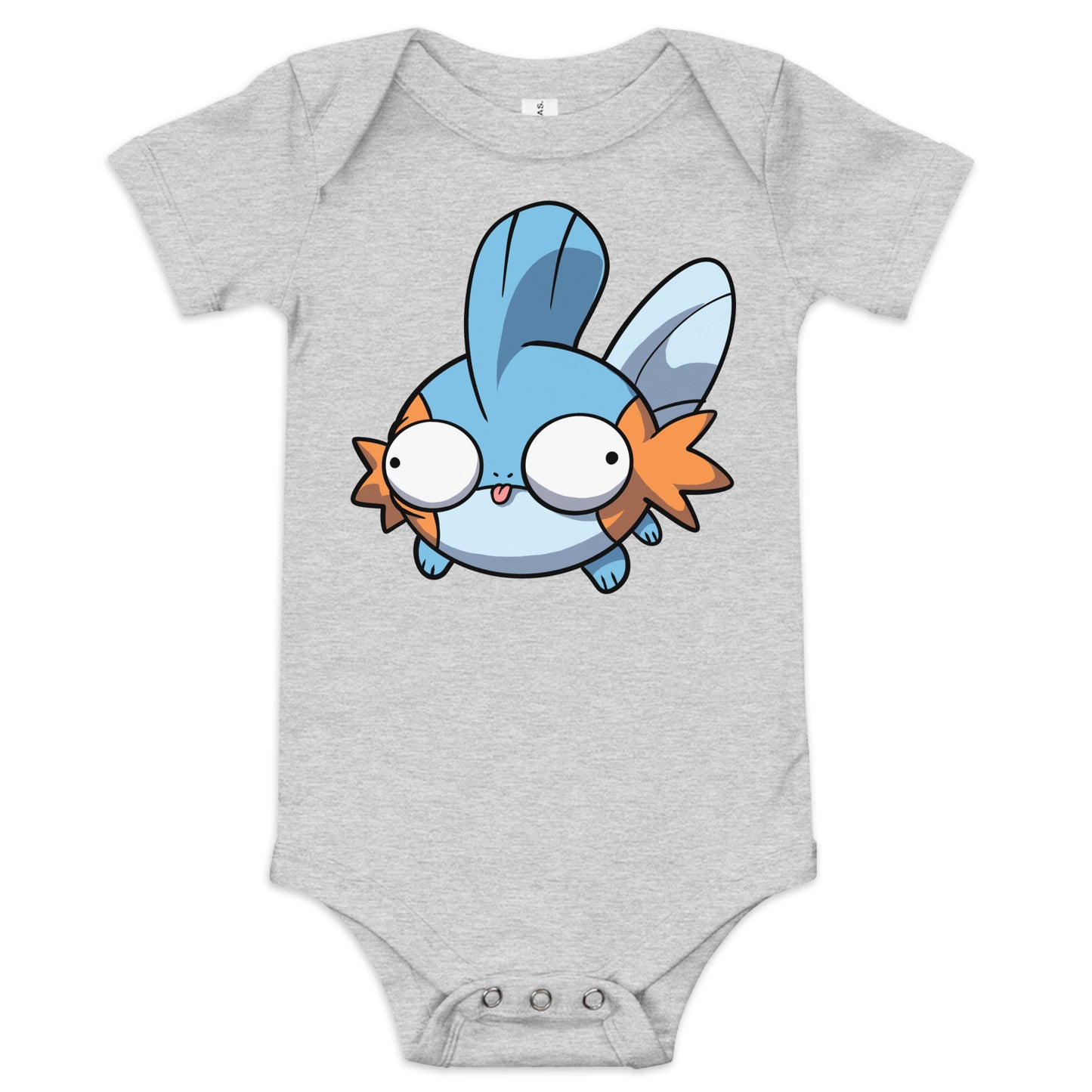 Mudkip Pokederp Baby Short Sleeve One Piece Level 1 Gamers Athletic Heather 3-6m