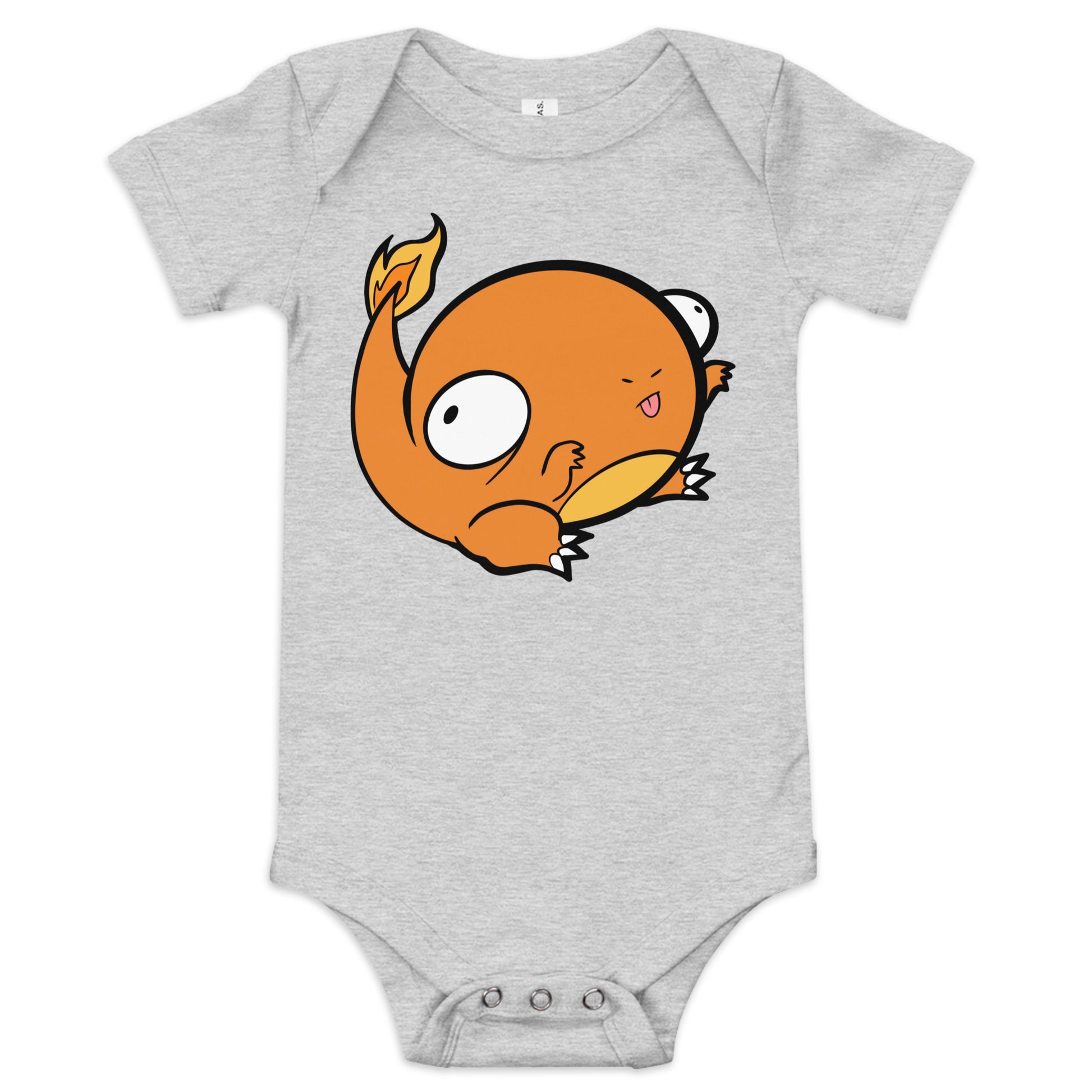 Charmander Pokederp Baby Short Sleeve One Piece  Level 1 Gamers Athletic Heather 3-6m