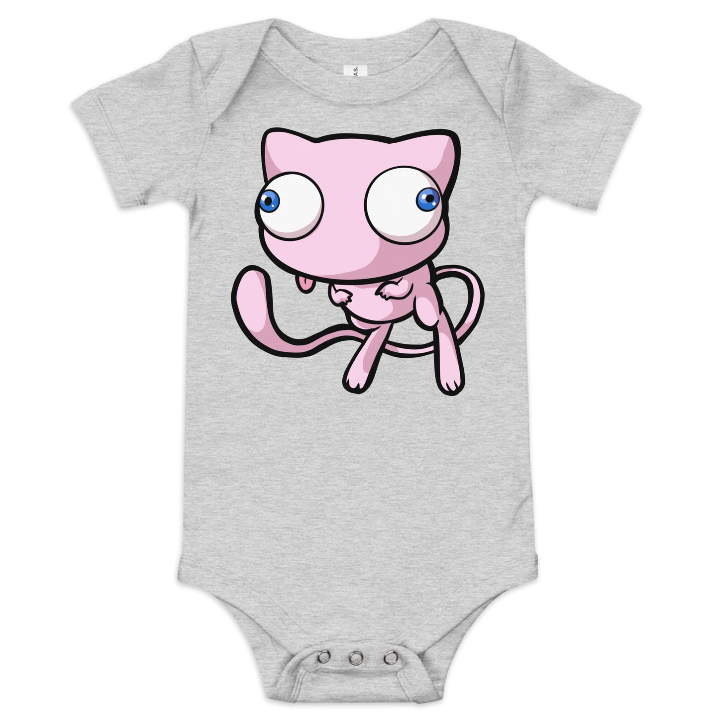 Mew Pokederp Baby short sleeve one piece Level 1 Gamers Athletic Heather 3-6m