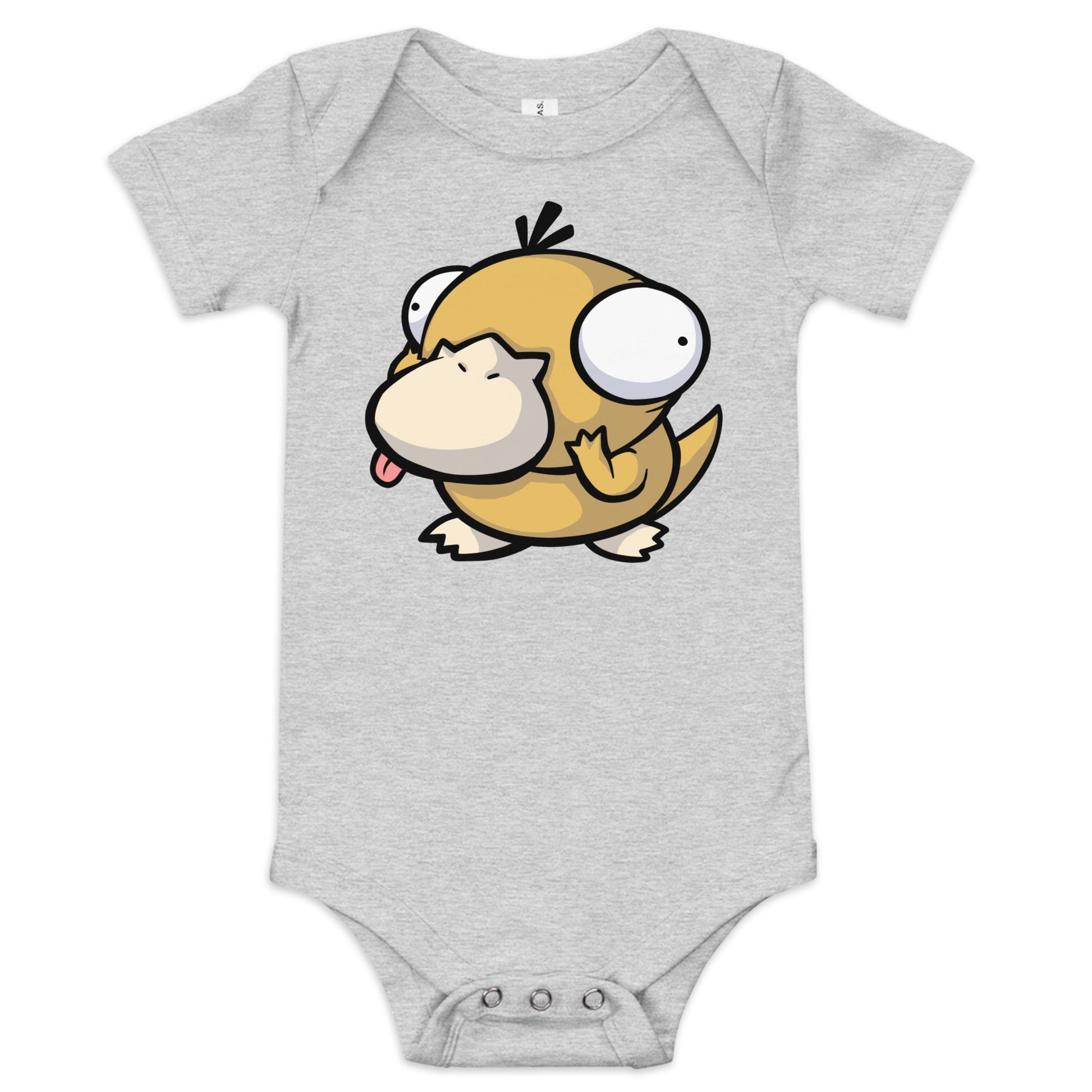 Psyduck Pokederp Baby Short Sleeve One Piece  Level 1 Gamers Athletic Heather 3-6m