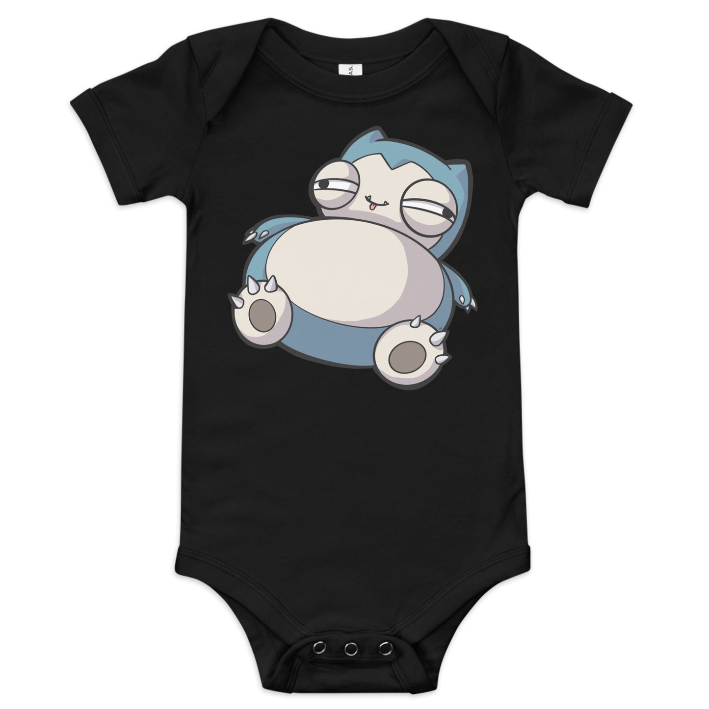 Snorlax Pokederp Baby Short Sleeve One Piece Level 1 Gamers Black 3-6m