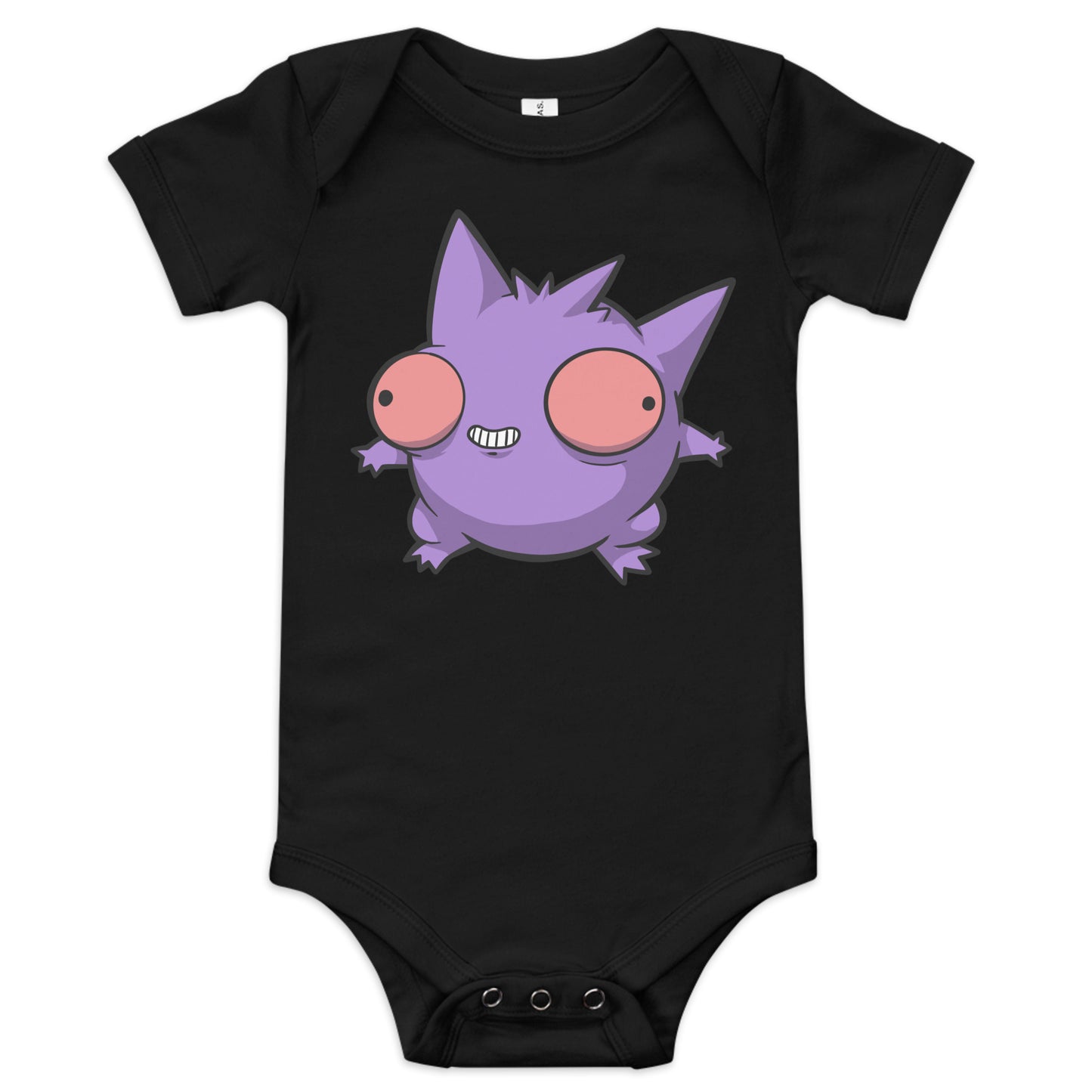 Gengar Pokederp Baby Short Sleeve One Piece Level 1 Gamers Black 3-6m
