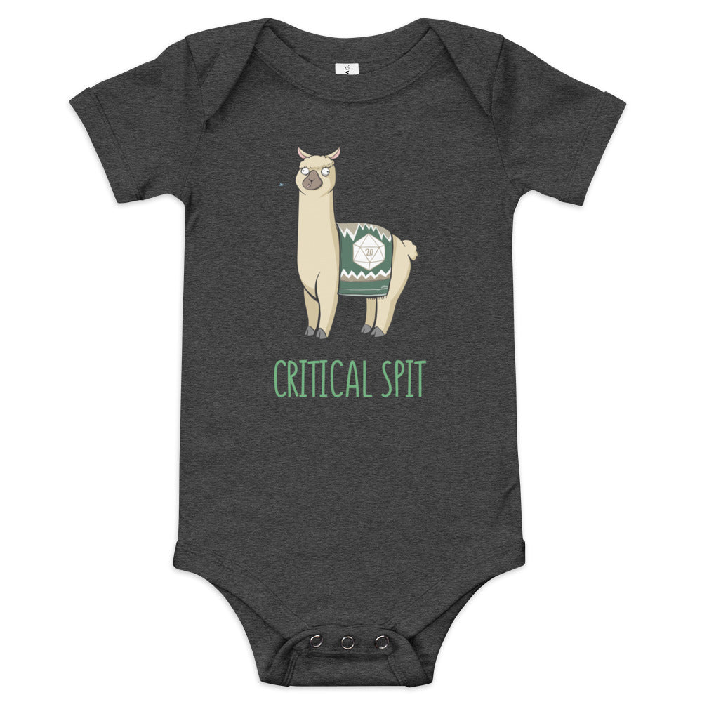 Critical Spit Llama Baby short sleeve one piece Level 1 Gamers Dark Grey Heather 3-6m