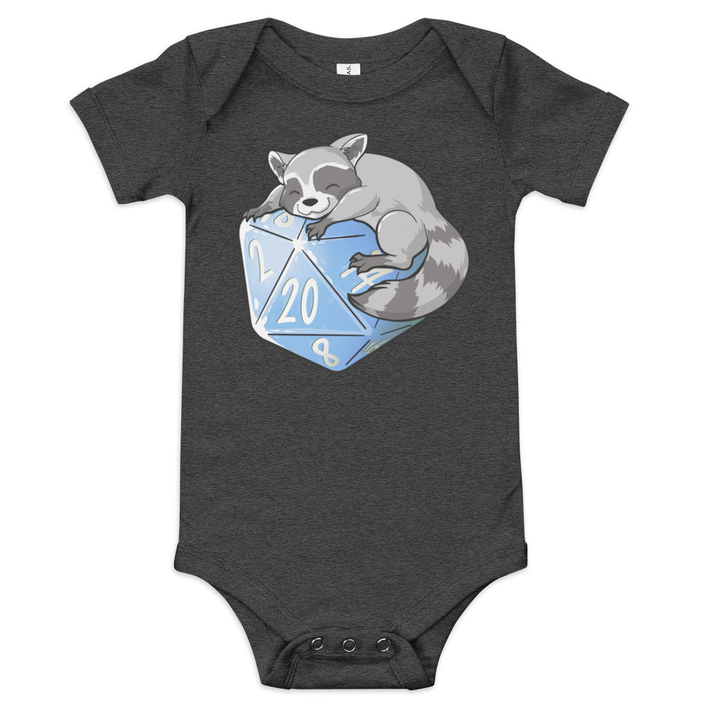 Trash Panda Raccoon Baby short sleeve one piece Level 1 Gamers Dark Grey Heather 3-6m