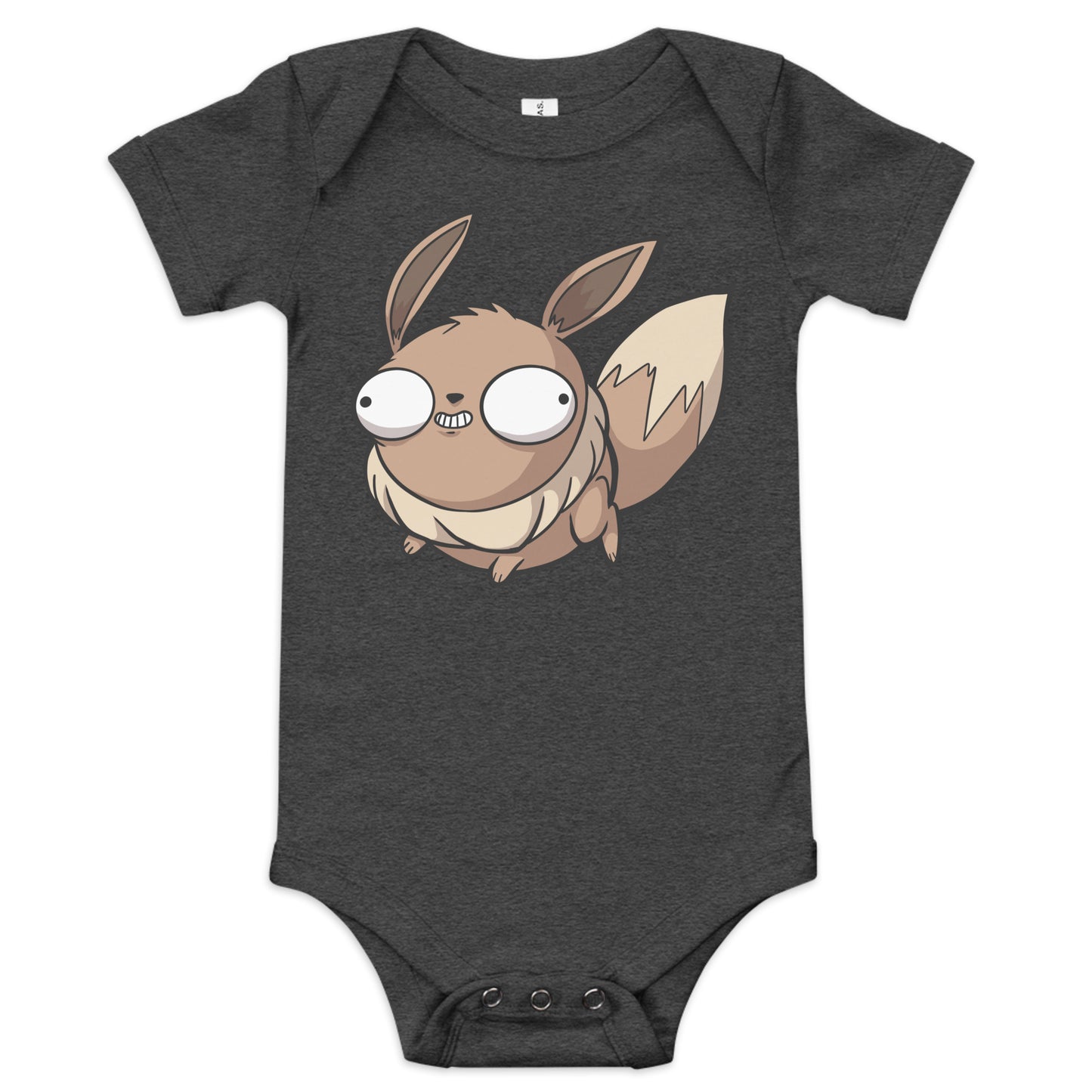 Eebee Pokederp Baby Short Sleeve One Piece Level 1 Gamers Dark Grey Heather 3-6m