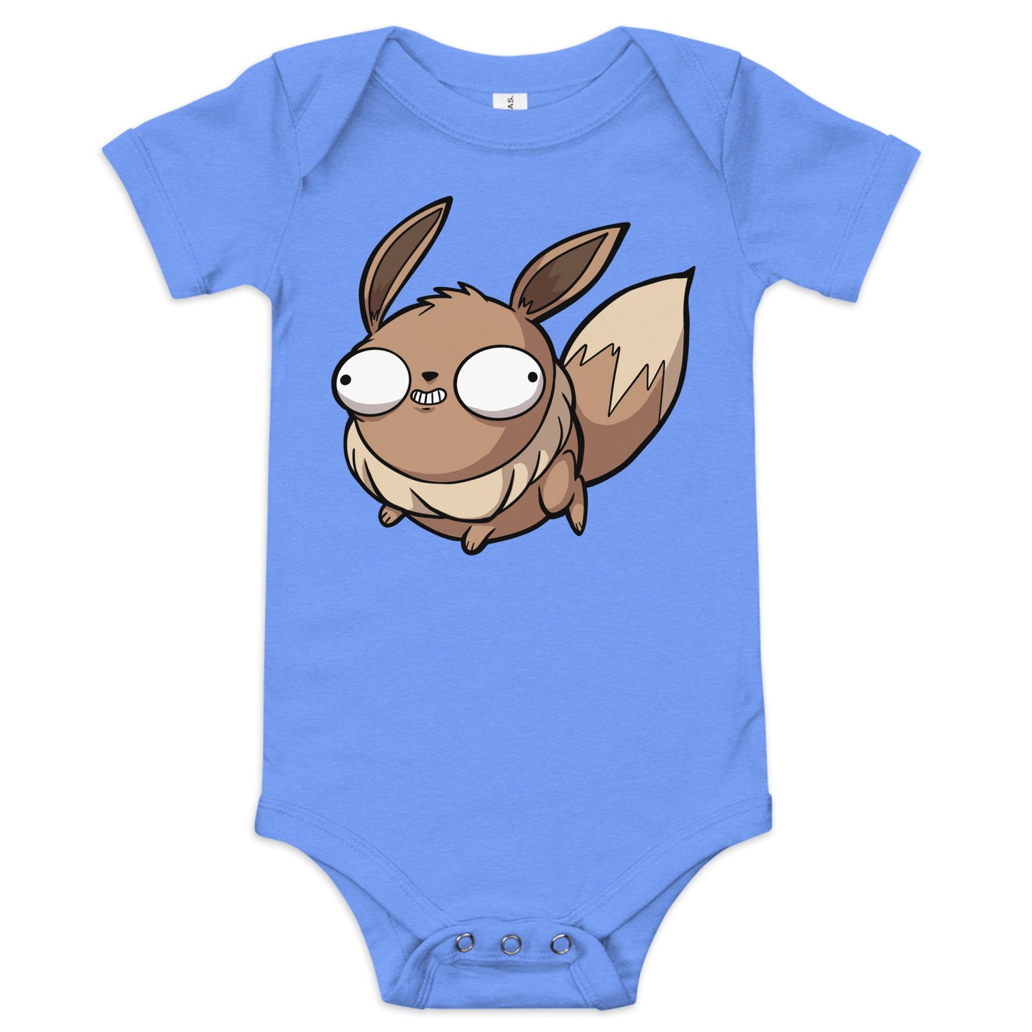 Eebee Pokederp Baby Short Sleeve One Piece Level 1 Gamers Heather Columbia Blue 3-6m
