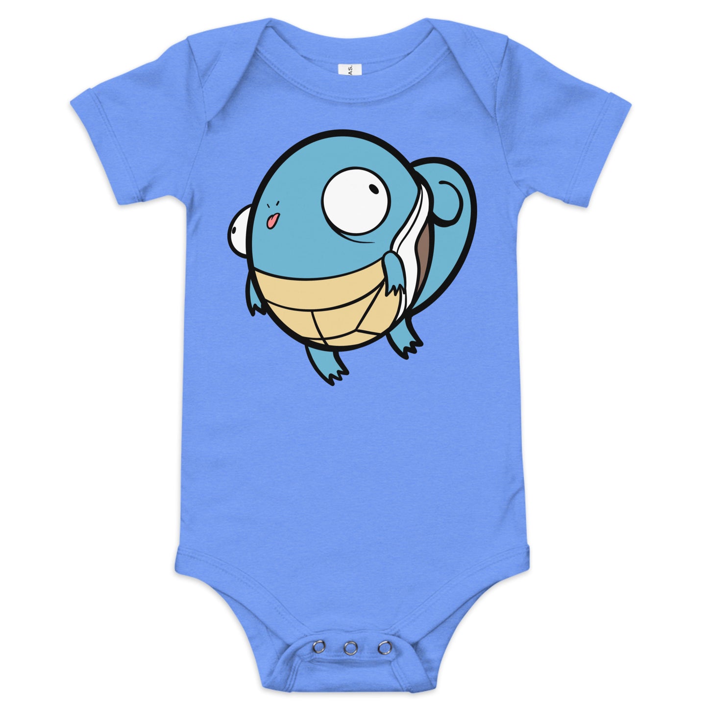Squirtle Pokederp Baby Short Sleeve One Piece Level 1 Gamers Heather Columbia Blue 3-6m