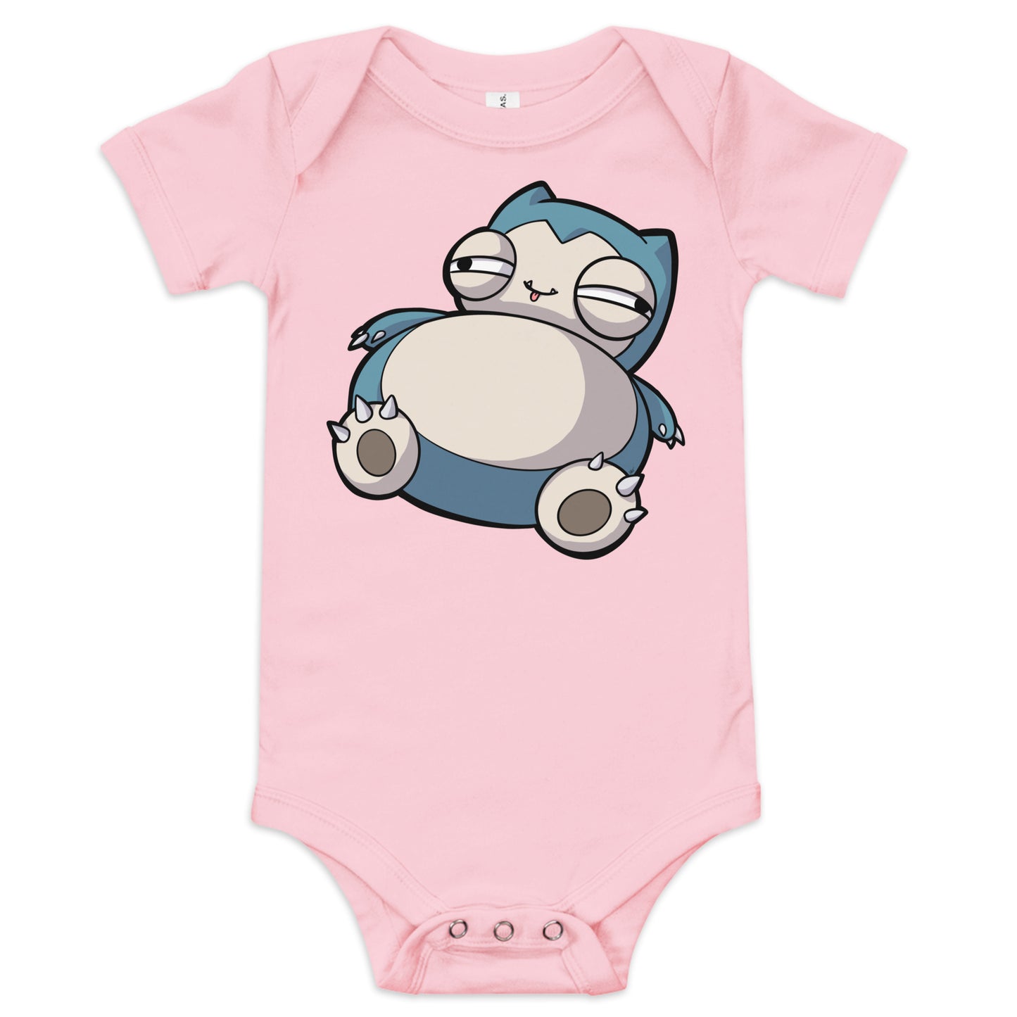 Snorlax Pokederp Baby Short Sleeve One Piece Level 1 Gamers Pink 3-6m