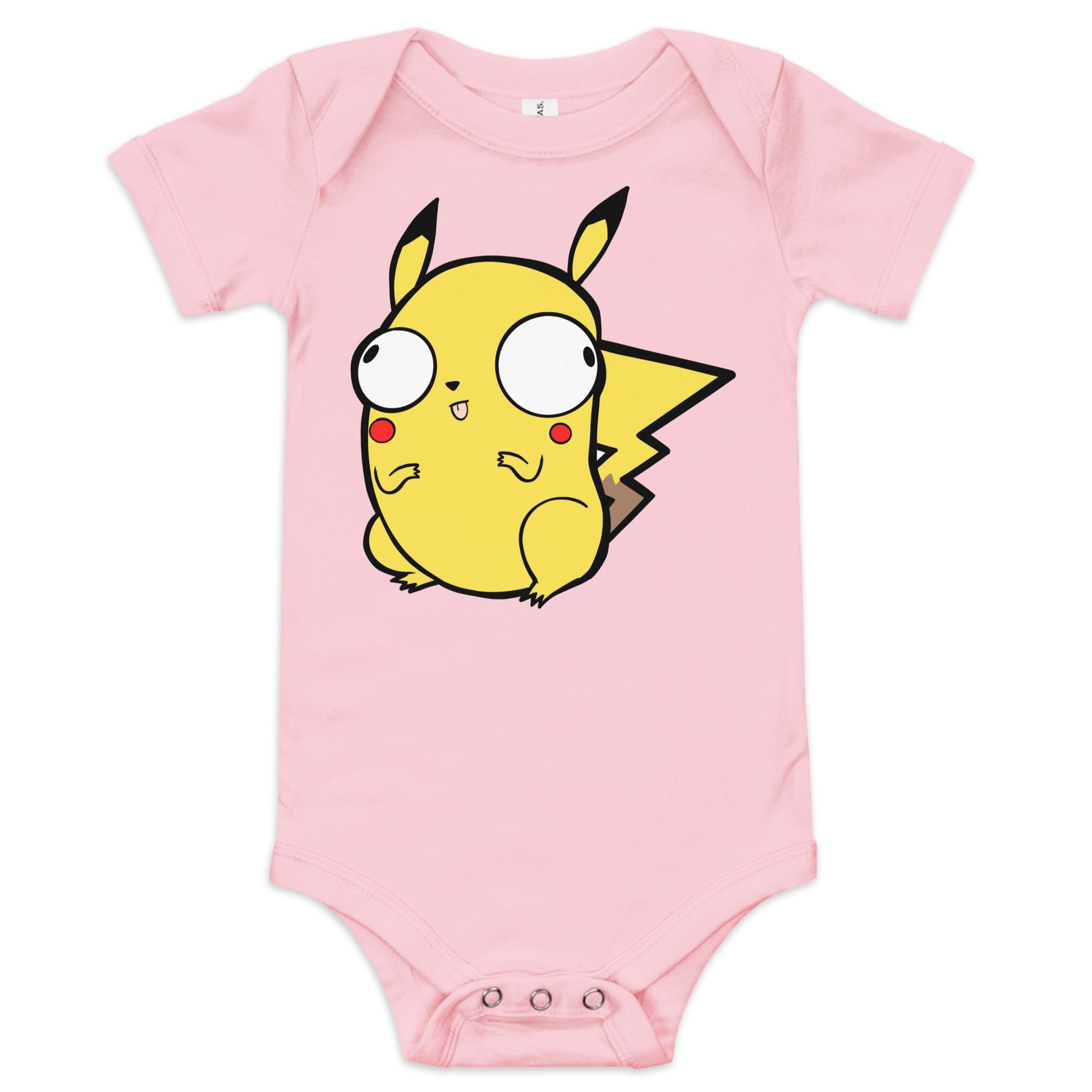 Pikachu Pokederp Baby Short Sleeve One Piece  Level 1 Gamers Pink 3-6m