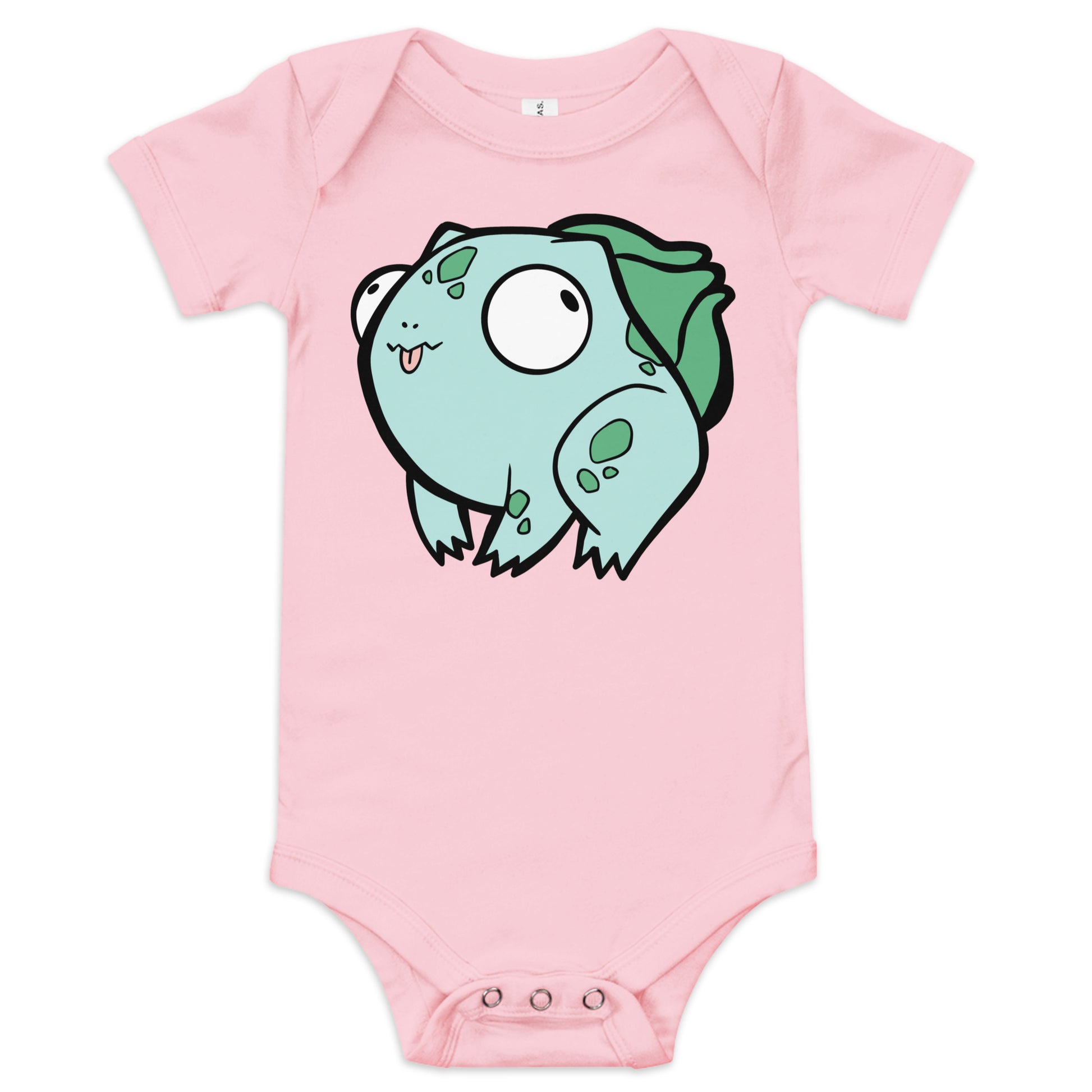 Bulbasaur Pokederp Baby Short Sleeve One Piece  Level 1 Gamers Pink 3-6m