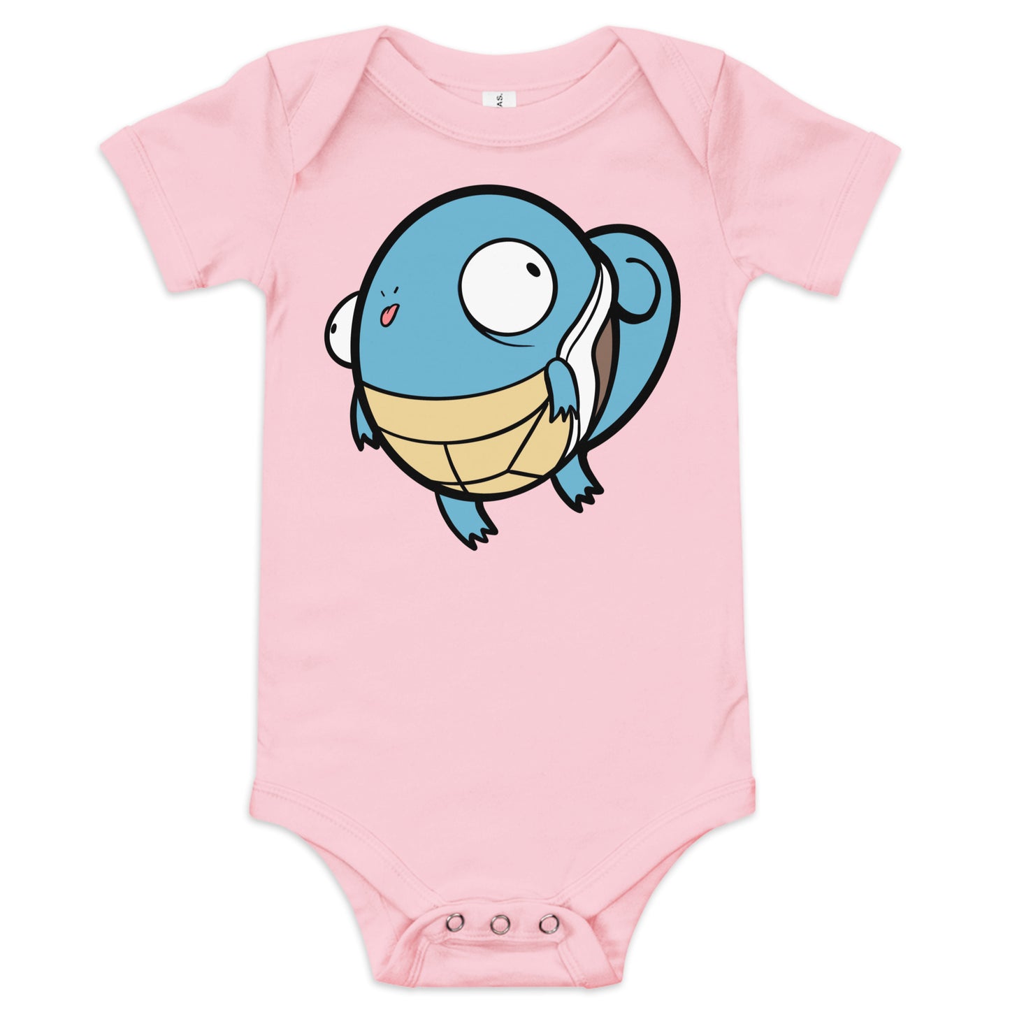 Squirtle Pokederp Baby Short Sleeve One Piece Level 1 Gamers Pink 3-6m
