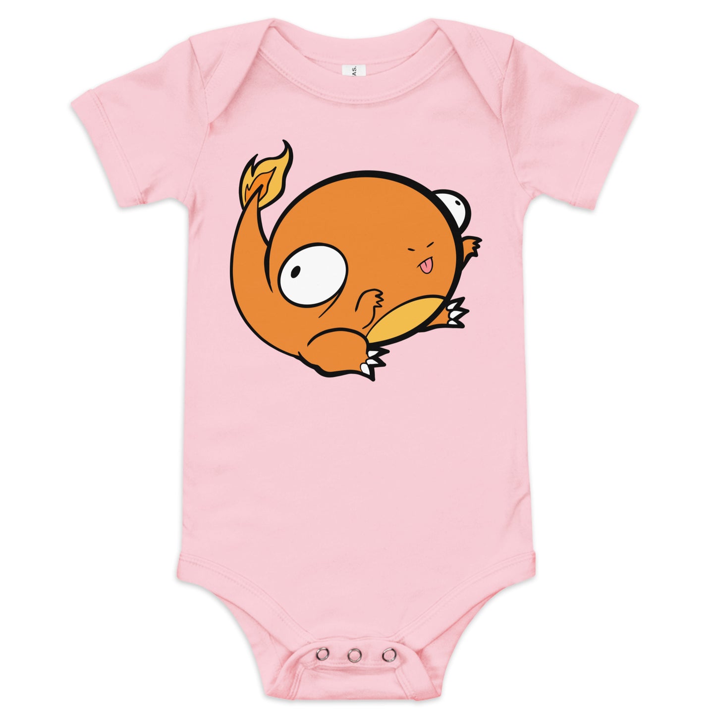 Charmander Pokederp Baby Short Sleeve One Piece Level 1 Gamers Pink 3-6m