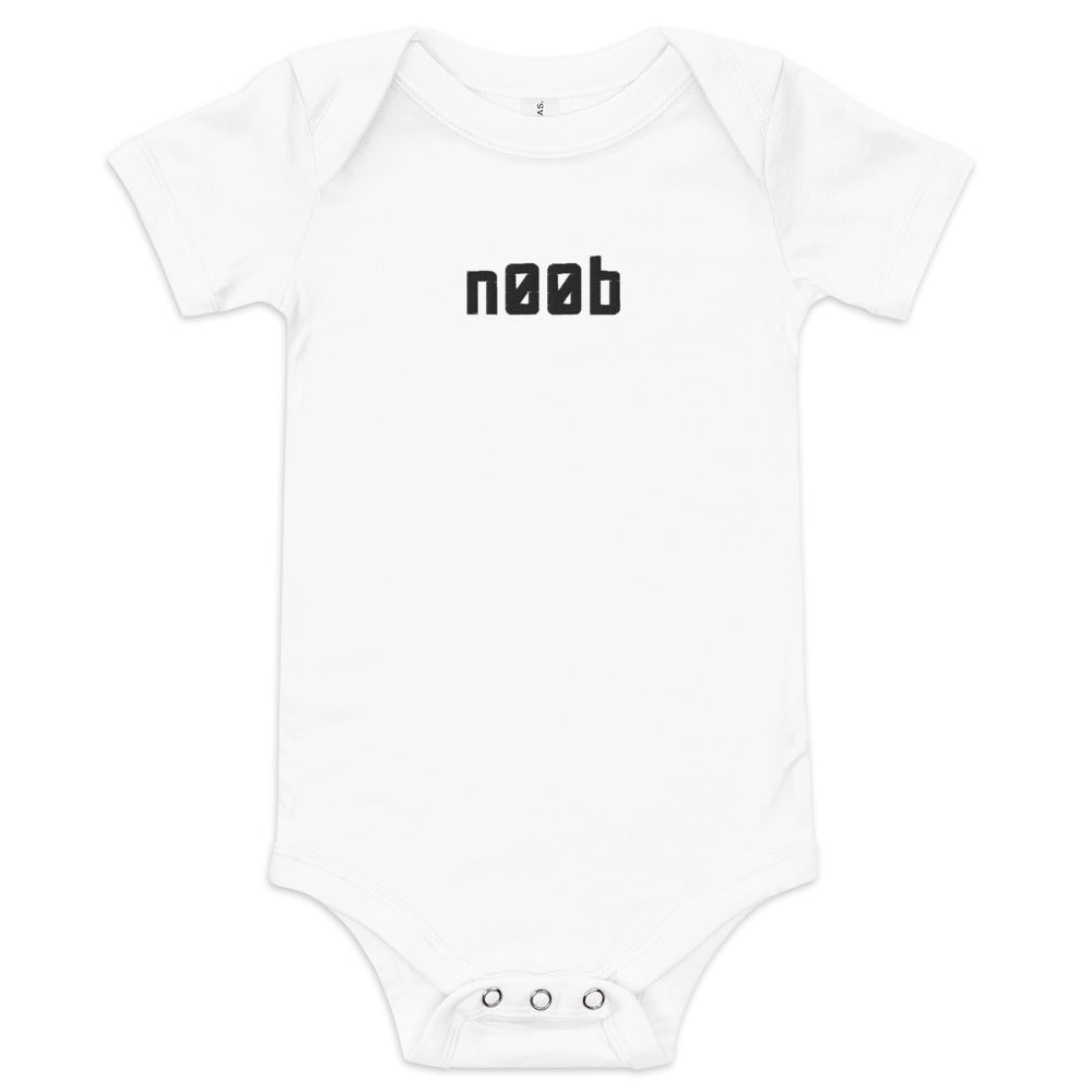 Noob EMBROIDERED Baby short sleeve one piece Level 1 Gamers White 3-6m