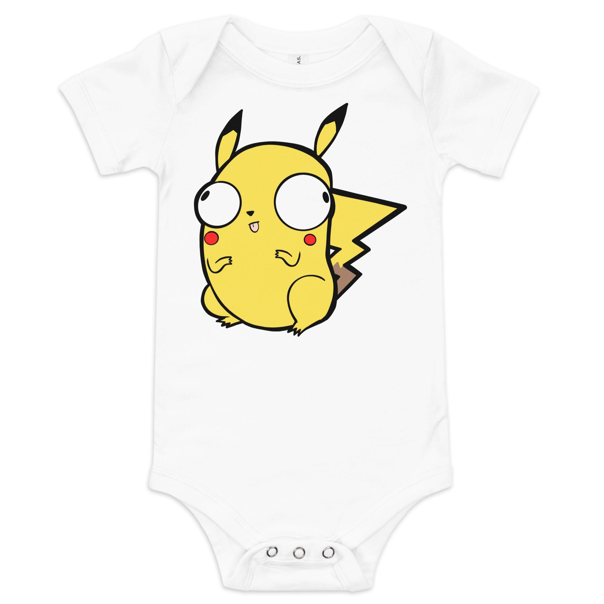Pikachu Pokederp Baby Short Sleeve One Piece  Level 1 Gamers White 3-6m