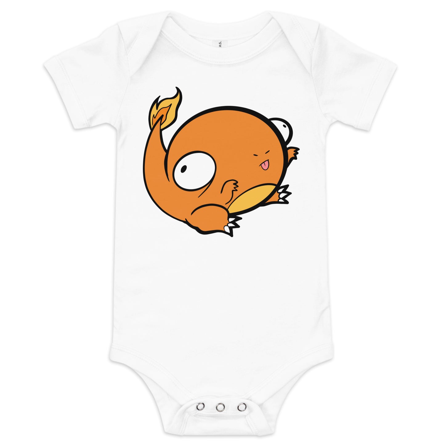 Charmander Pokederp Baby Short Sleeve One Piece Level 1 Gamers White 3-6m