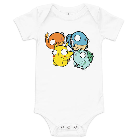 Poke Derps Baby Short Sleeve One Piece  Level 1 Gamers White 3-6m