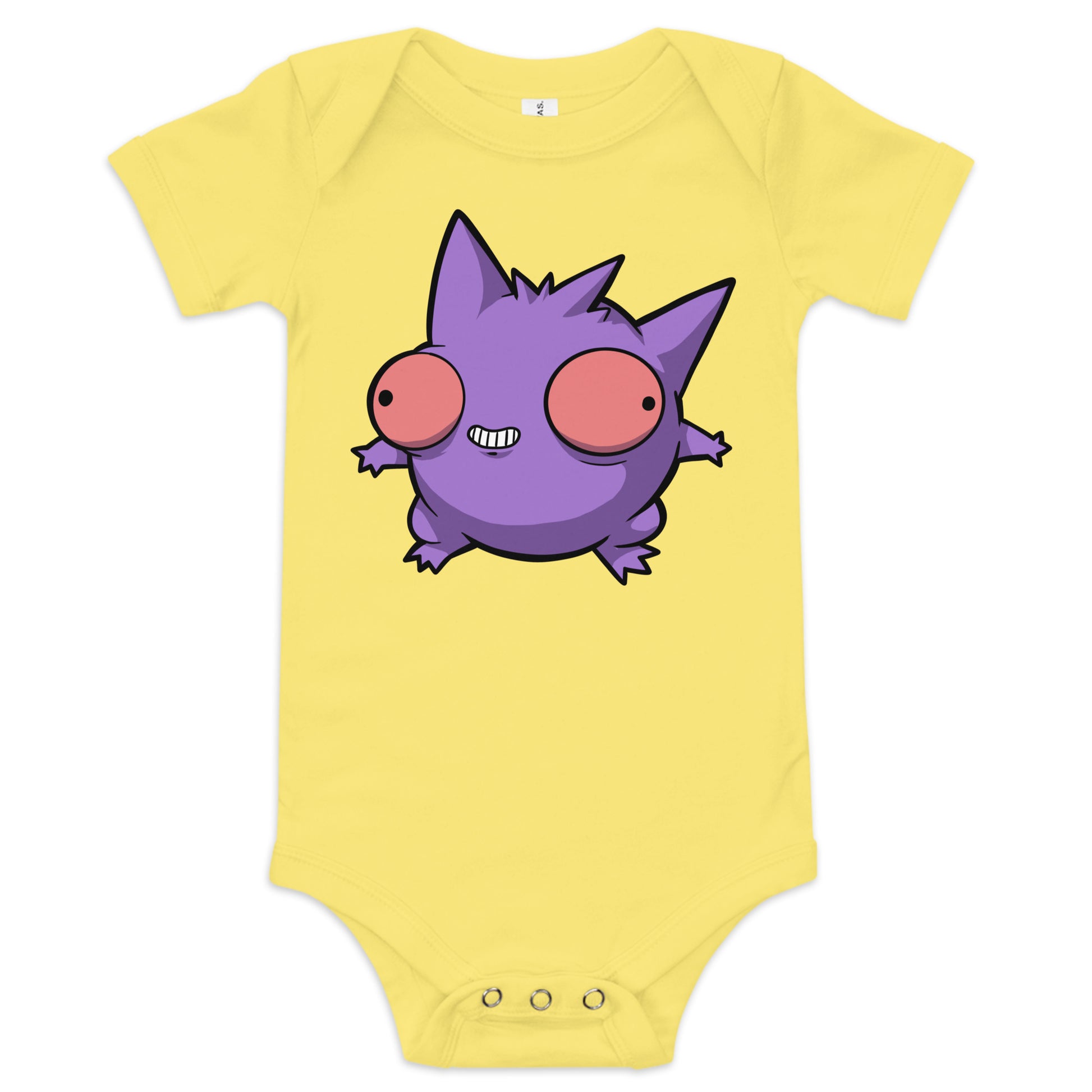 Gengar Pokederp Baby Short Sleeve One Piece  Level 1 Gamers Yellow 3-6m