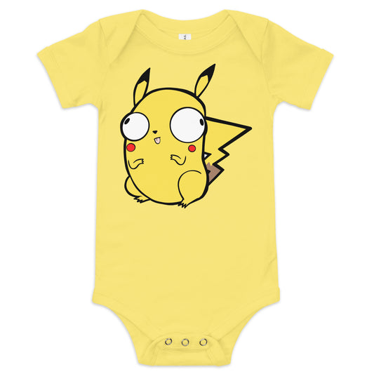 Pikachu Pokederp Baby Short Sleeve One Piece  Level 1 Gamers Yellow 3-6m