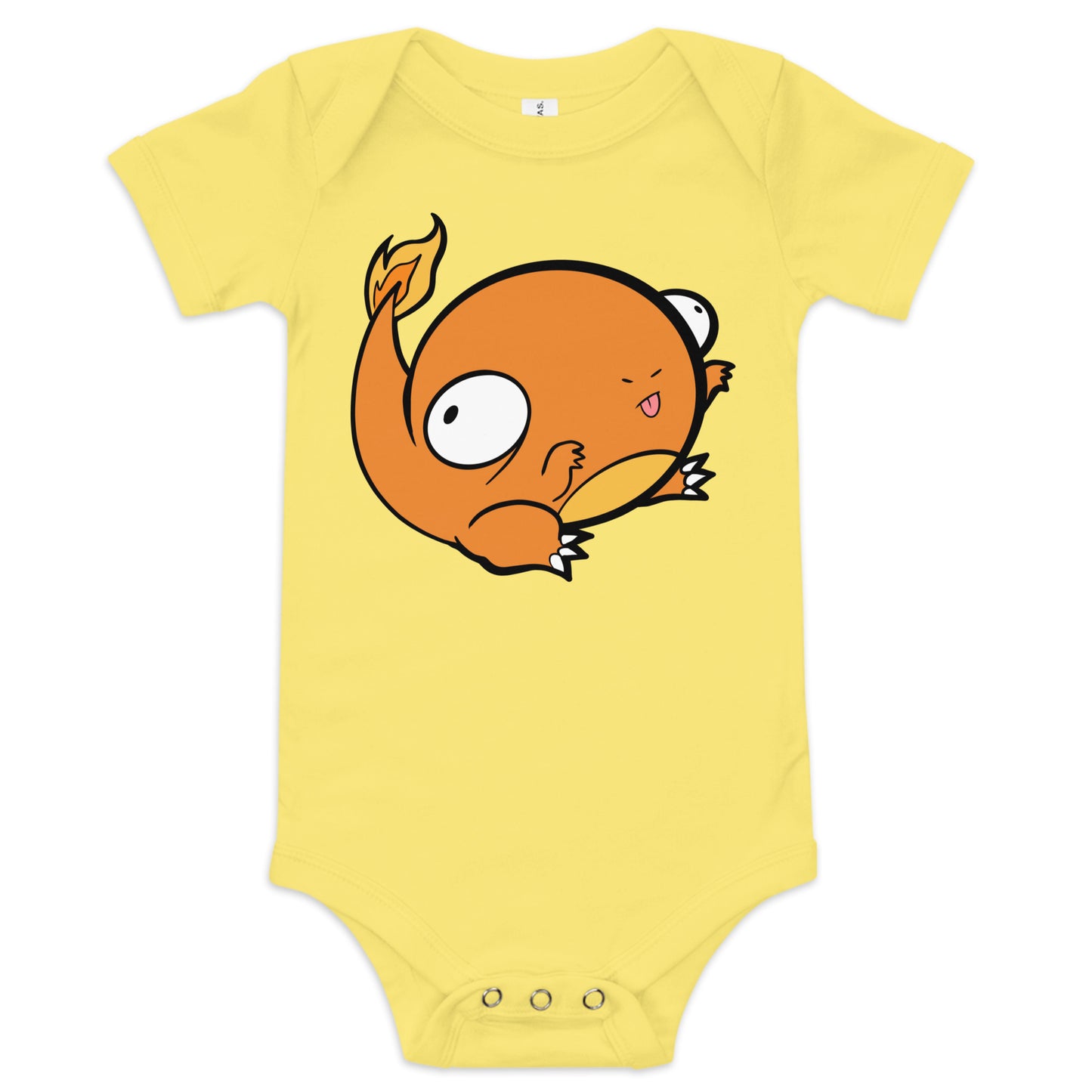 Charmander Pokederp Baby Short Sleeve One Piece Level 1 Gamers Yellow 3-6m