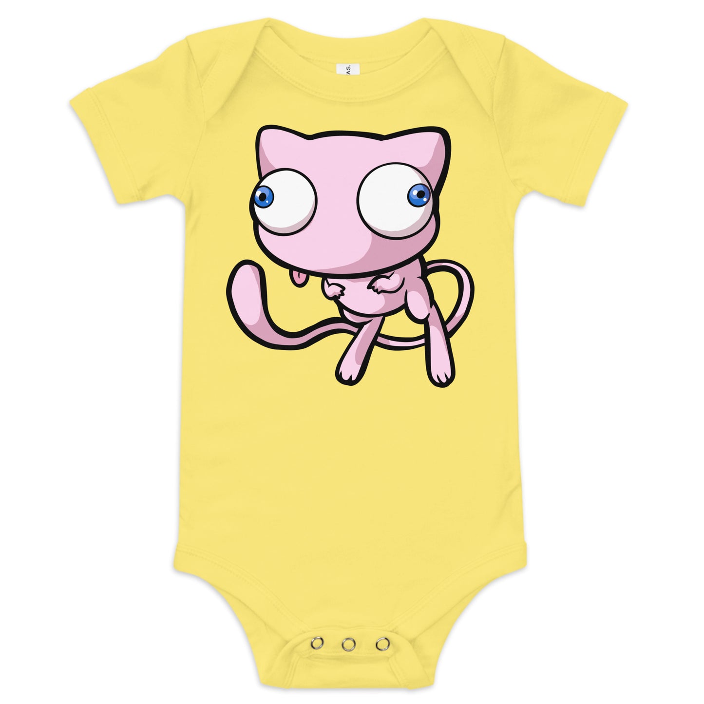 Mew Pokederp Baby short sleeve one piece Level 1 Gamers Yellow 3-6m