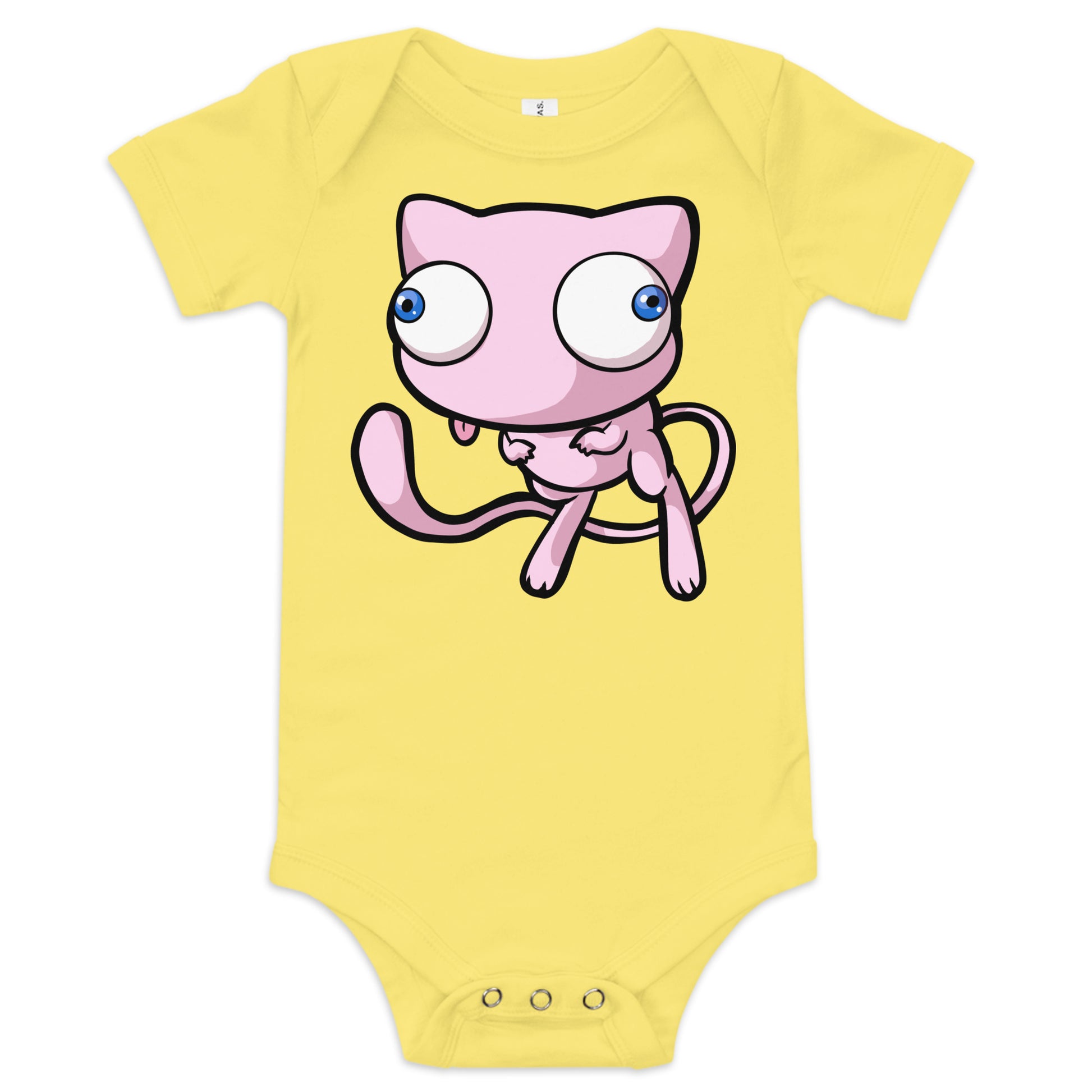 Mew Pokederp Baby short sleeve one piece  Level 1 Gamers Yellow 3-6m