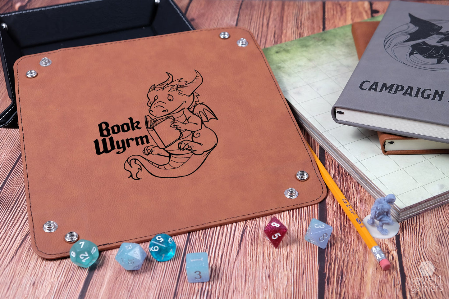 Book Wyrm Dice Tray Dice Trays Level 1 Gamers