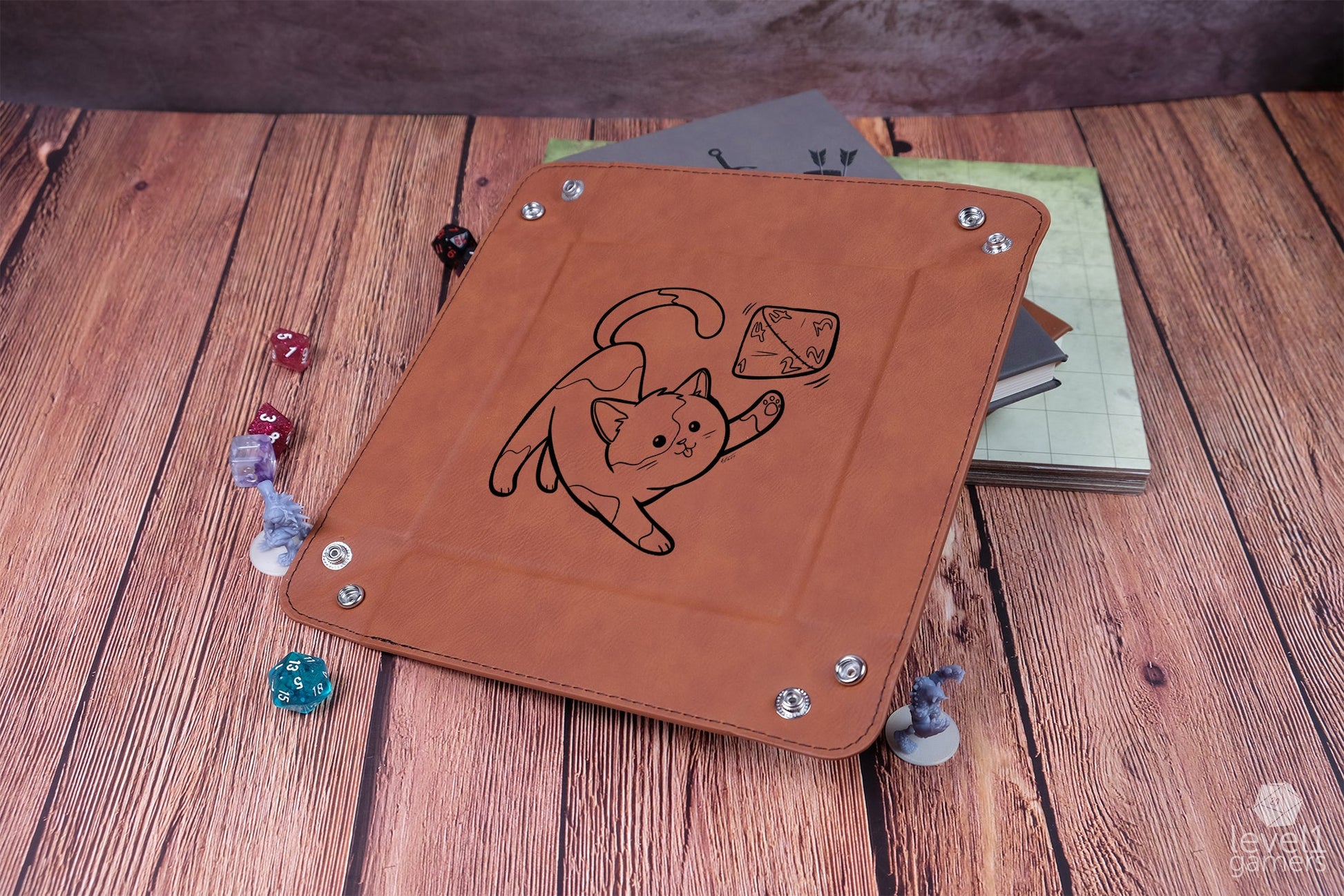 D20 Cat Dice Tray Dice Trays Level 1 Gamers