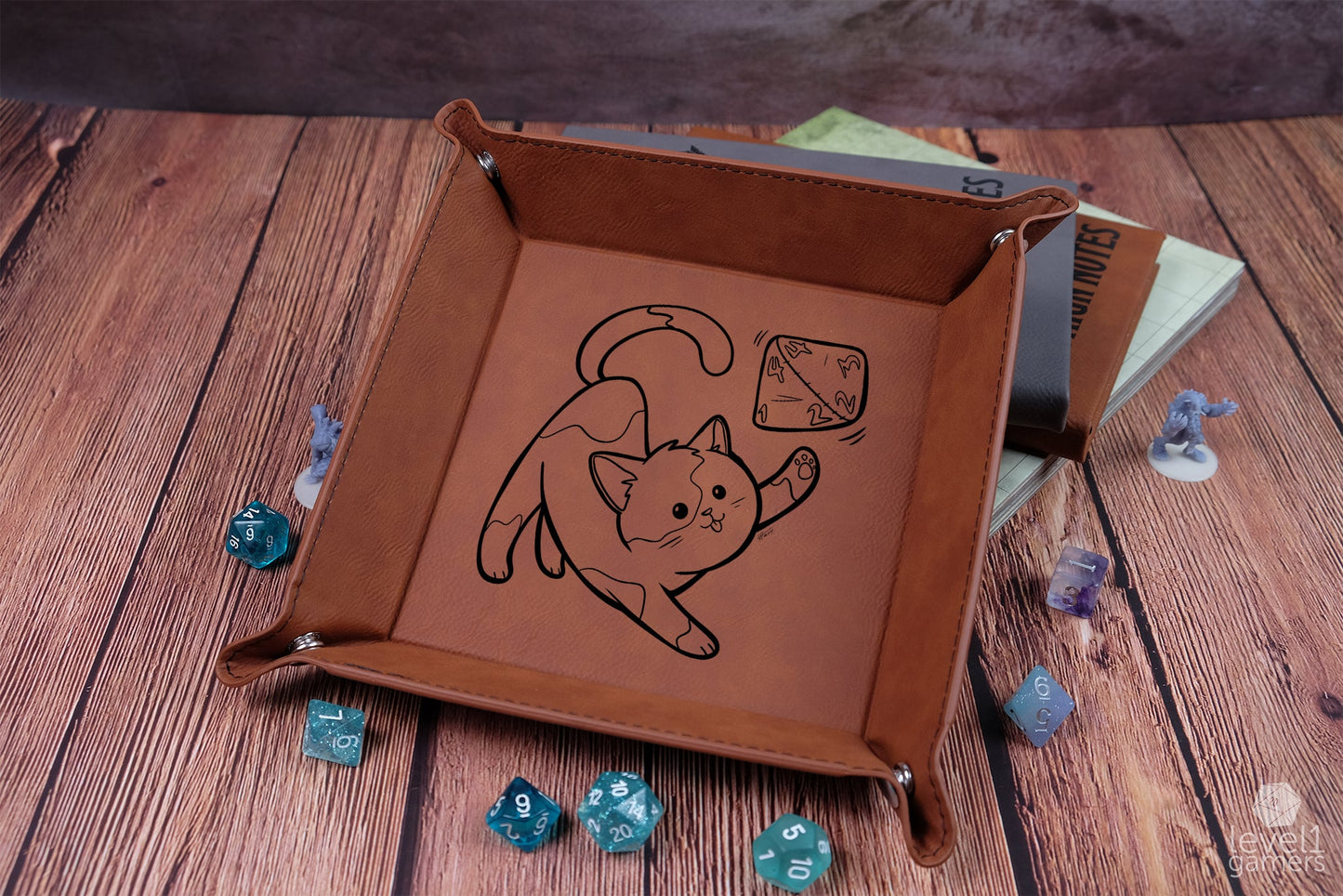 D20 Cat Dice Tray Dice Trays Level 1 Gamers