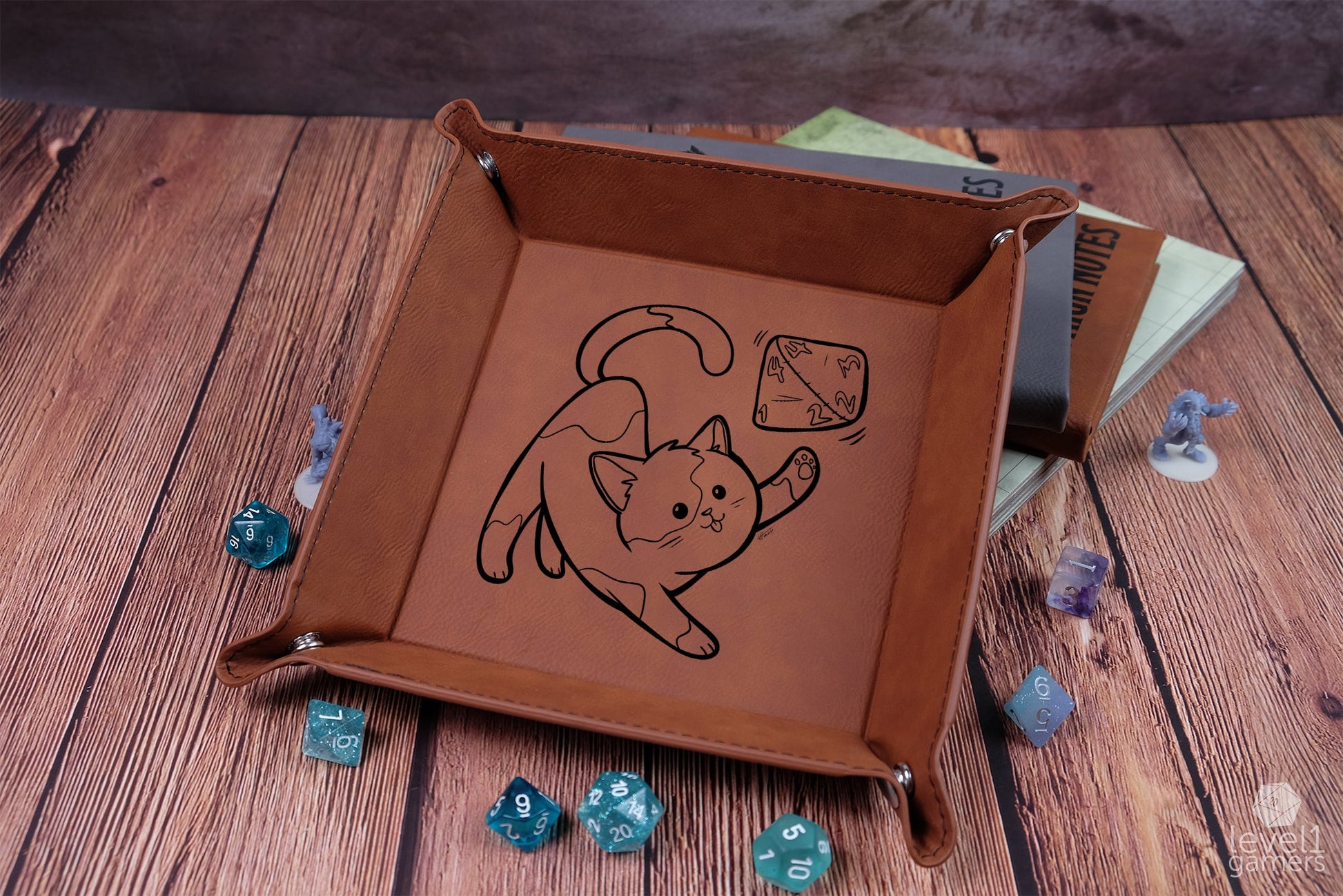D20 Cat Dice Tray Dice Trays Level 1 Gamers